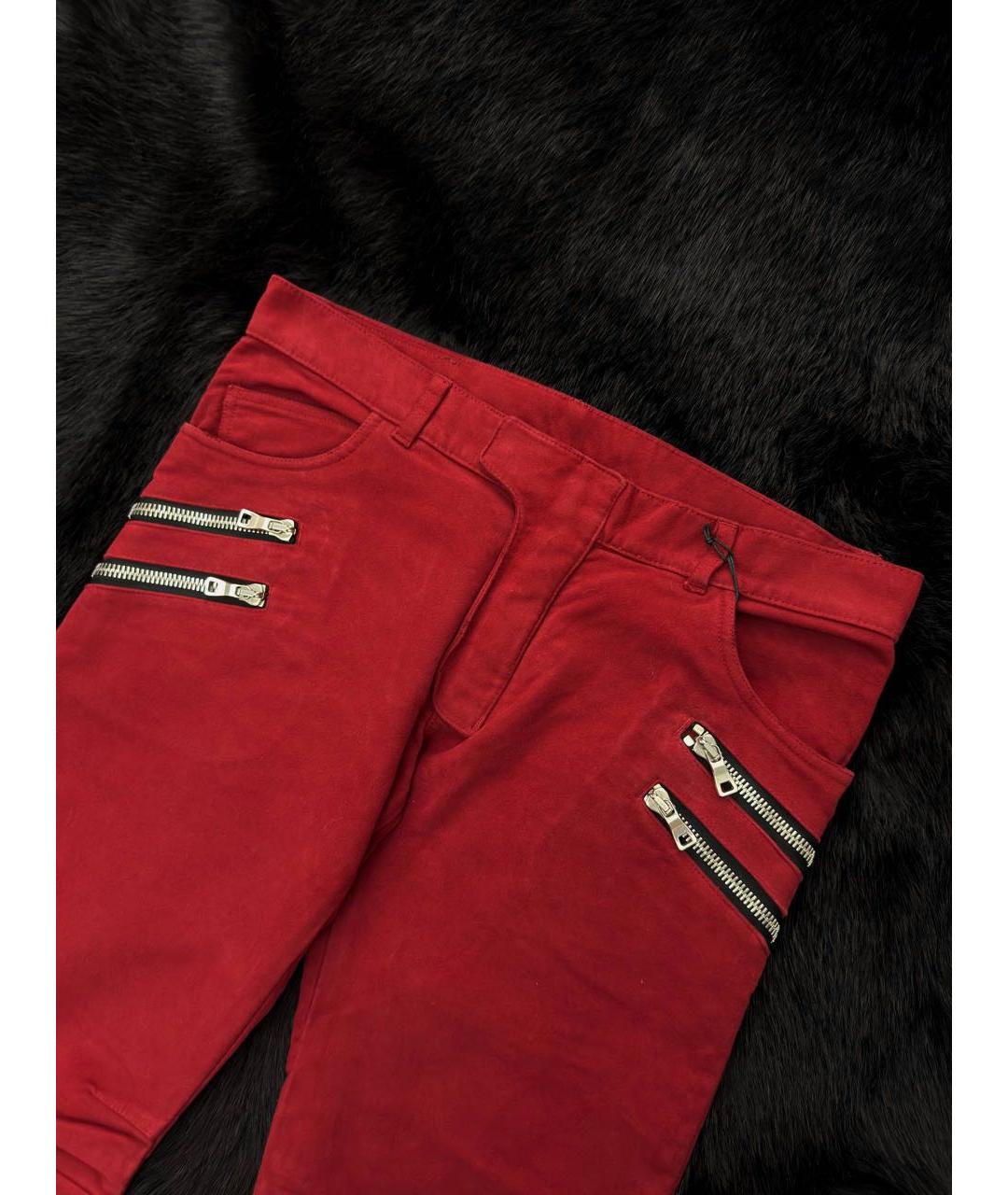 BALMAIN Красные прямые джинсы, фото 3