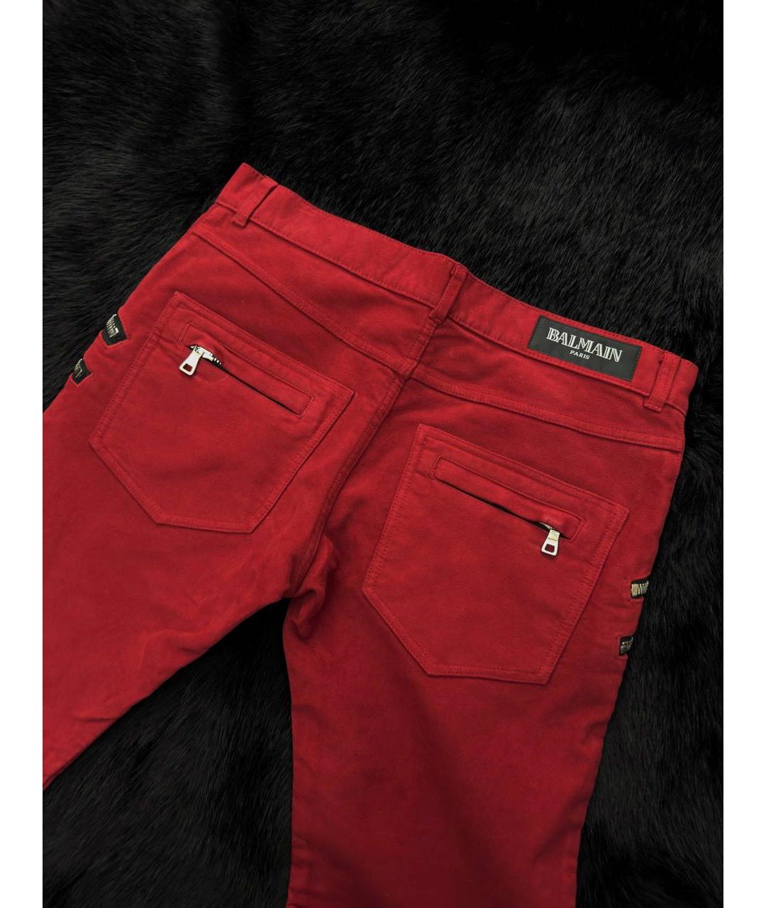 BALMAIN Красные прямые джинсы, фото 4