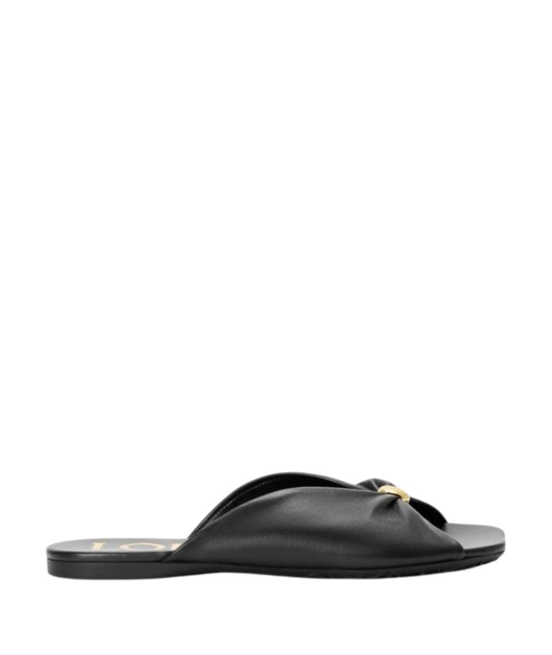 LOEWE Черные кожаные шлепанцы, фото 1