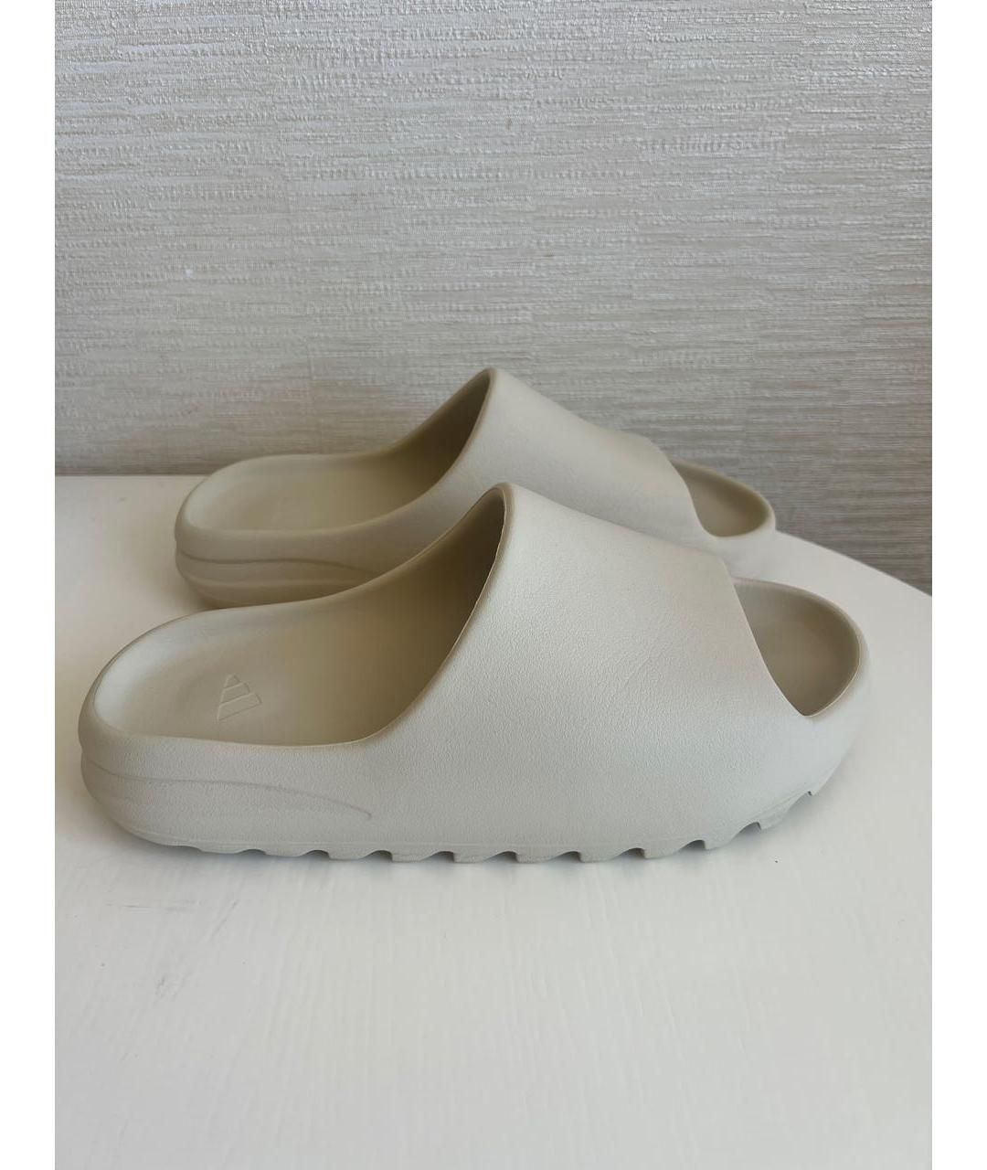 ADIDAS YEEZY Бежевые резиновые шлепанцы, фото 9