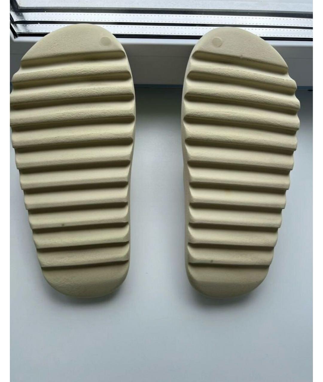 ADIDAS YEEZY Бежевые резиновые шлепанцы, фото 7