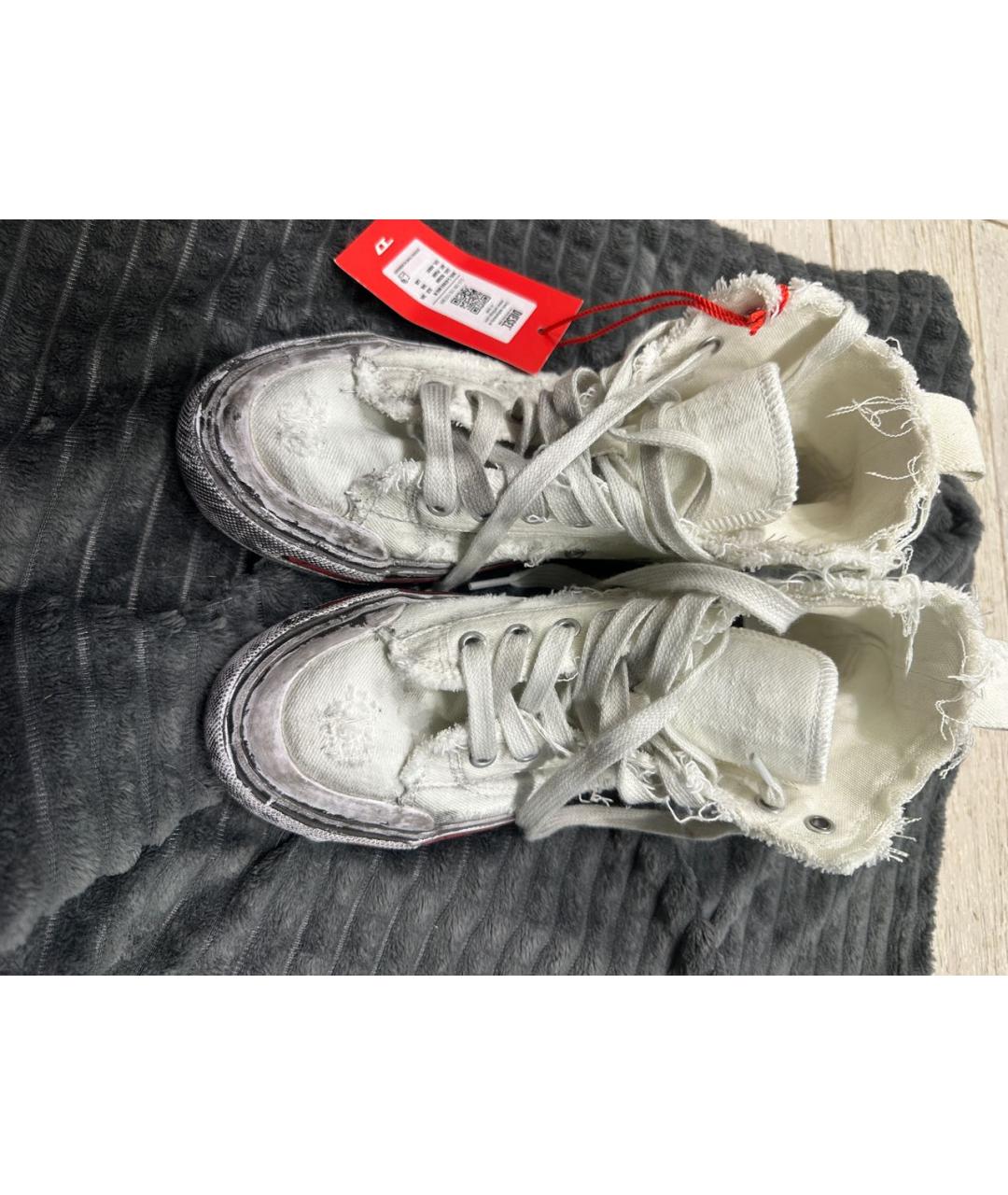 DIESEL Белые текстильные кеды, фото 3