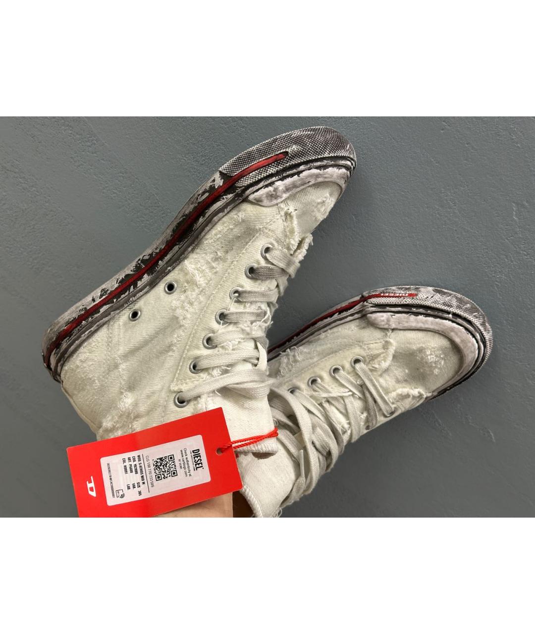 DIESEL Белые текстильные кеды, фото 5