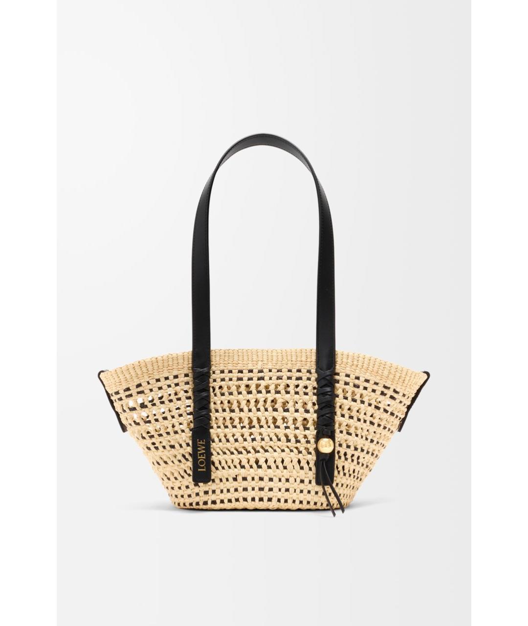 LOEWE Бежевая пелетеная сумка с короткими ручками, фото 4