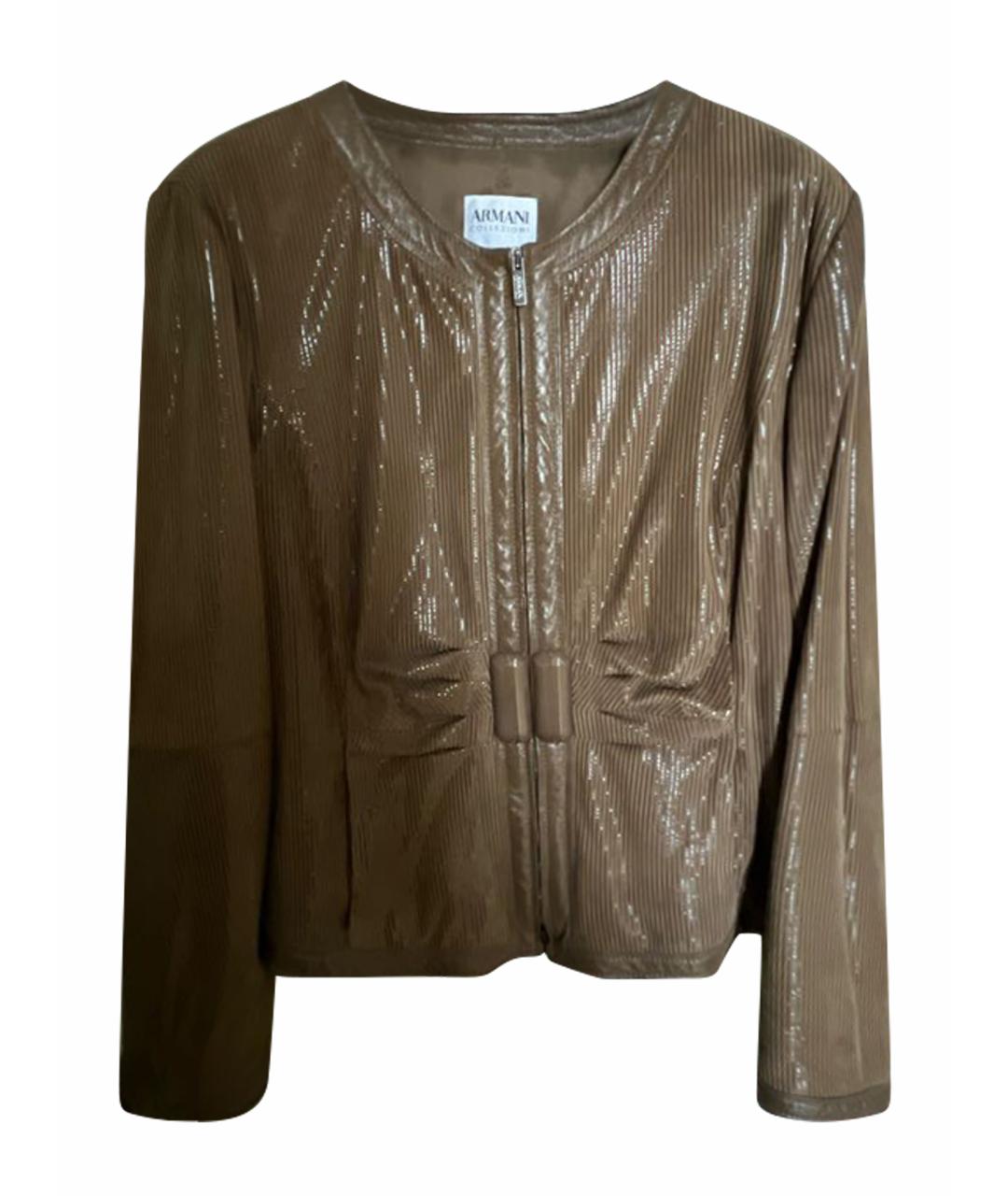 ARMANI COLLEZIONI Коричневая кожаная куртка, фото 1