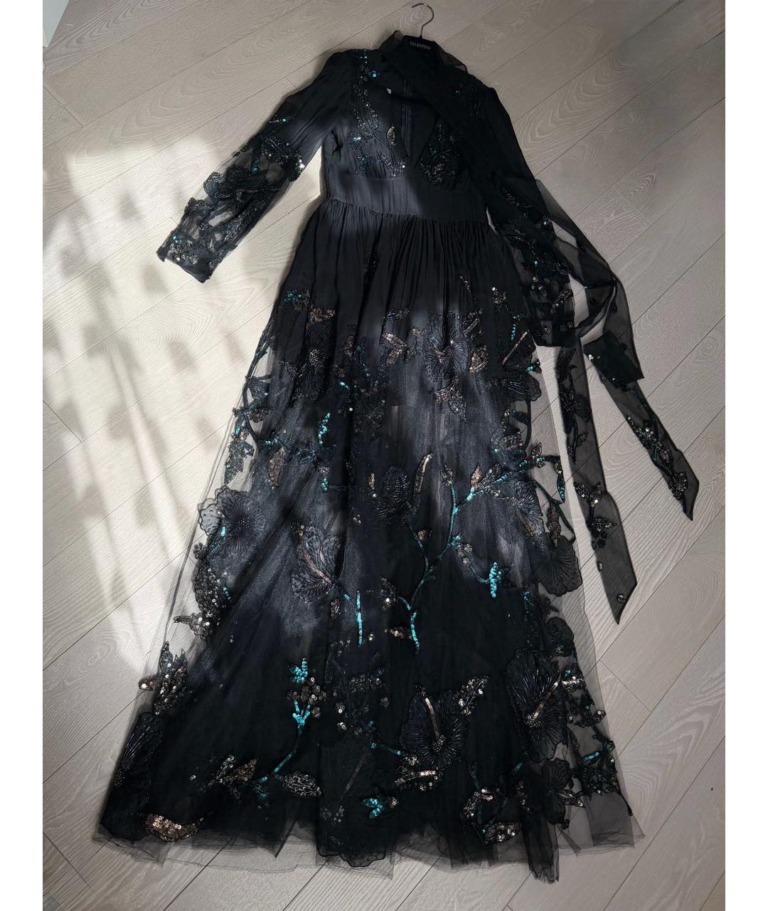 VALENTINO Черное шелковое вечернее платье, фото 3