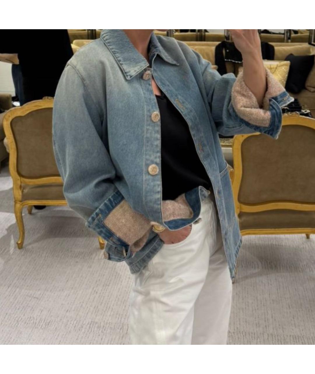 CHANEL Голубой деним жакет/пиджак, фото 7