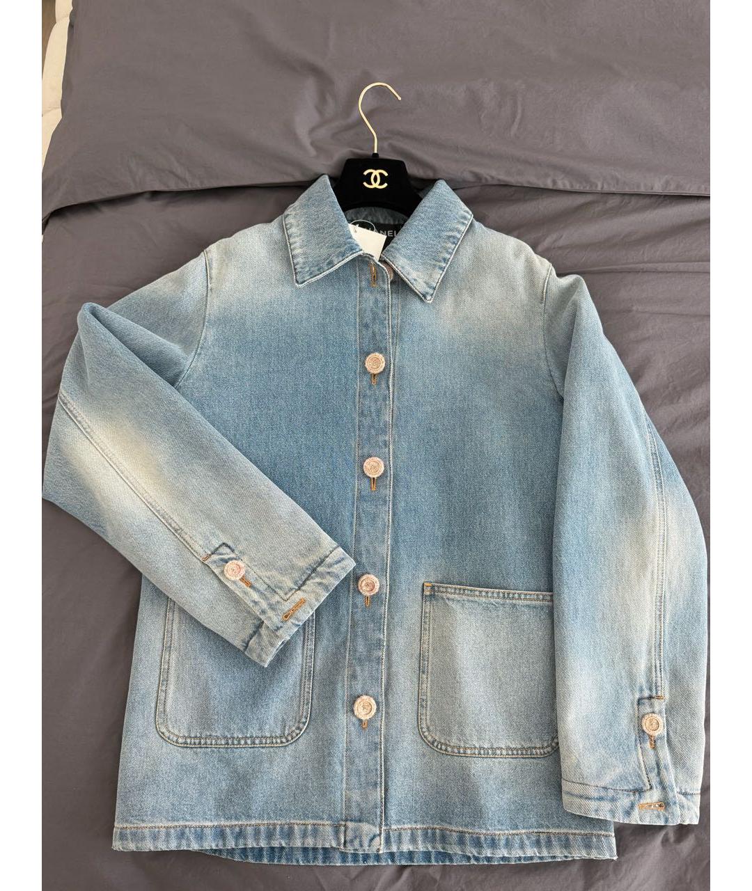 CHANEL Голубой деним жакет/пиджак, фото 8