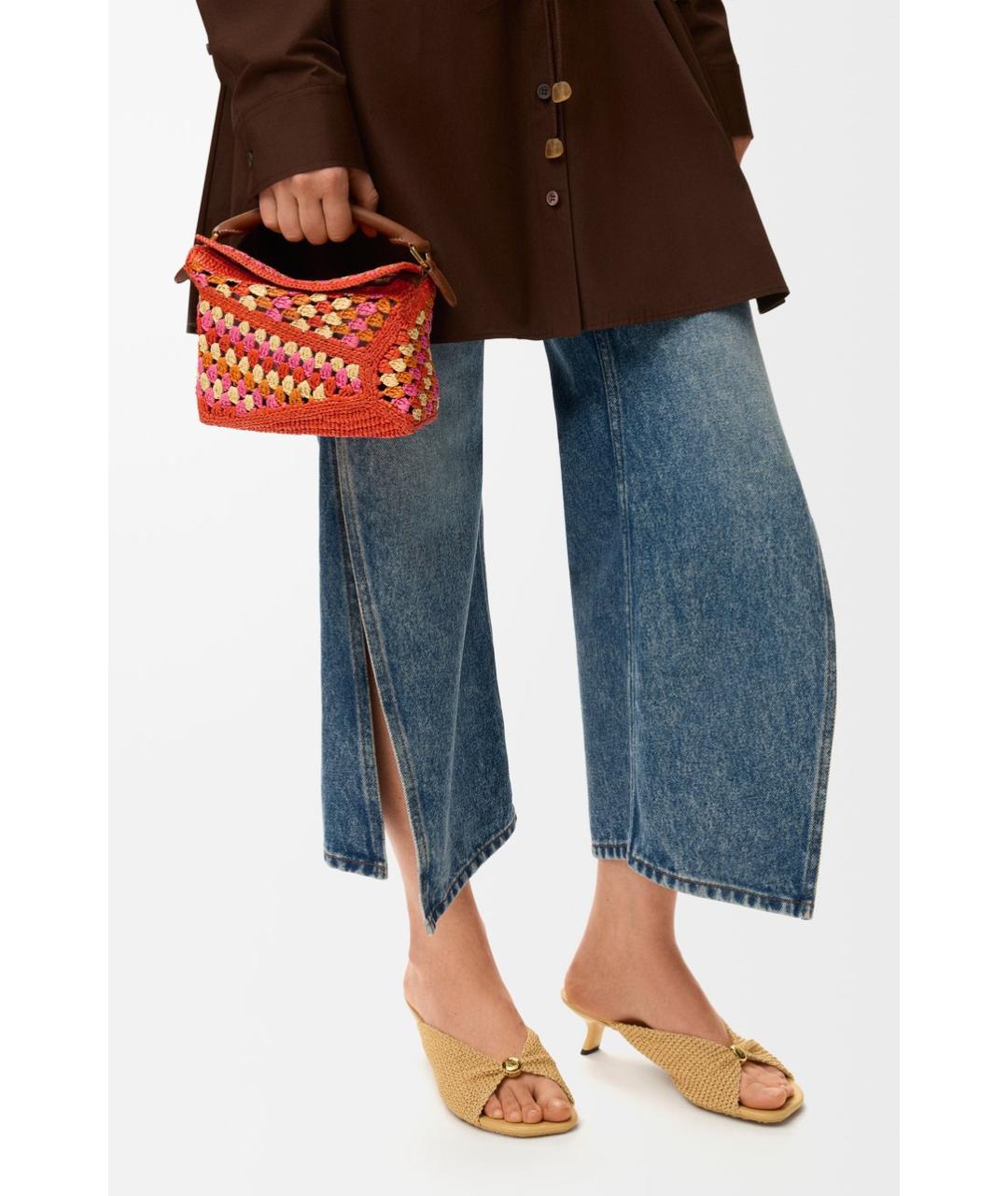 LOEWE Оранжевая пелетеная сумка с короткими ручками, фото 3