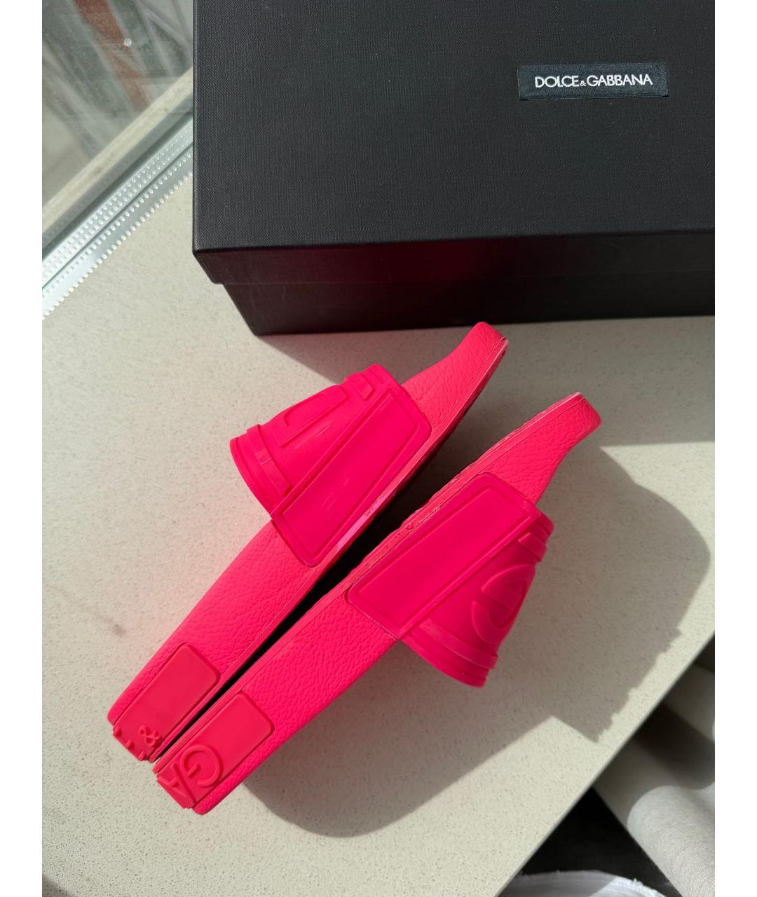 DOLCE&GABBANA Розовые резиновые шлепанцы, фото 5