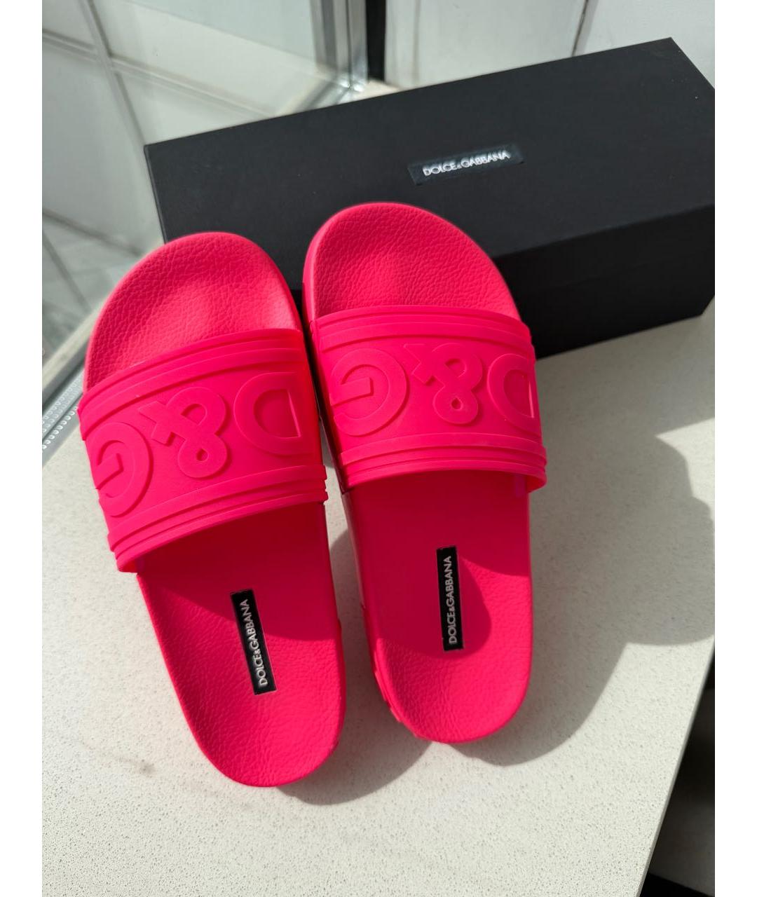 DOLCE&GABBANA Розовые резиновые шлепанцы, фото 4
