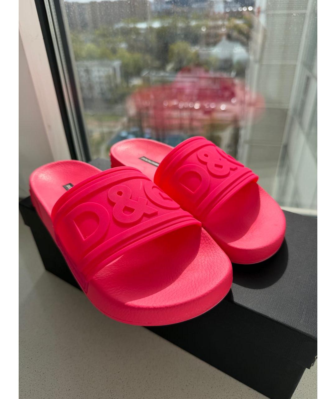 DOLCE&GABBANA Розовые резиновые шлепанцы, фото 3