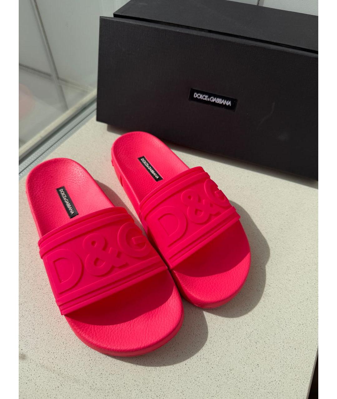 DOLCE&GABBANA Розовые резиновые шлепанцы, фото 2