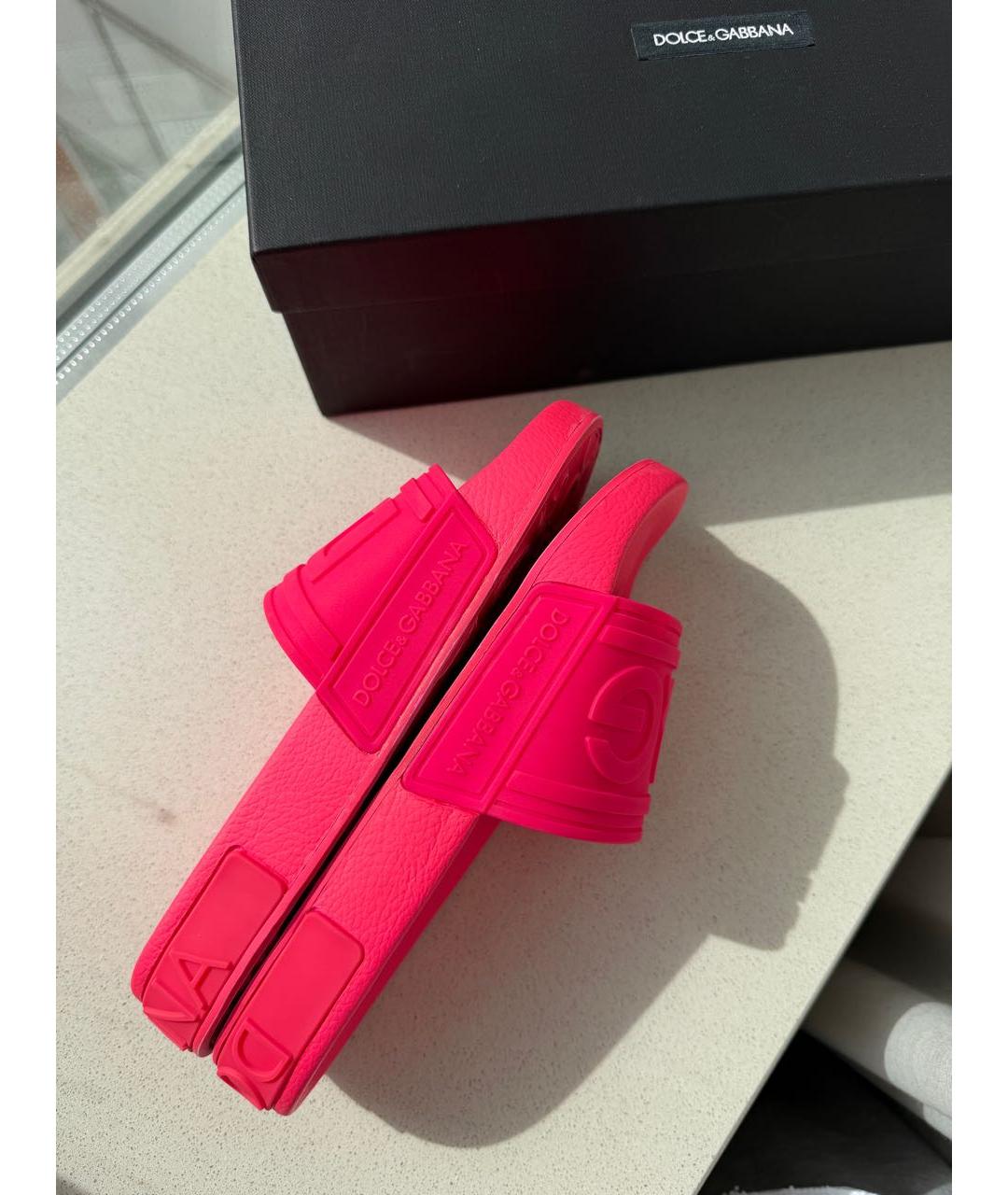 DOLCE&GABBANA Розовые резиновые шлепанцы, фото 6