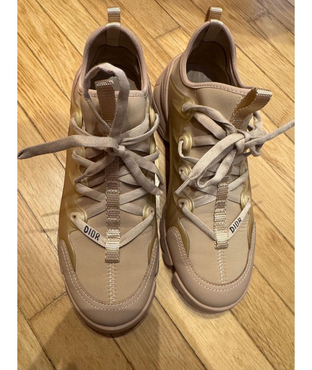 CHRISTIAN DIOR Бежевые кожаные кроссовки, фото 1