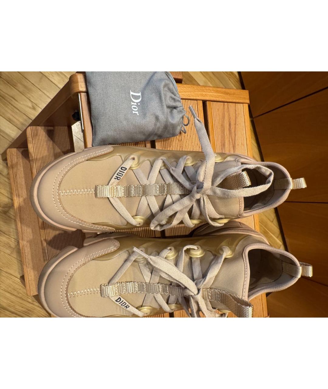 CHRISTIAN DIOR Бежевые кожаные кроссовки, фото 4