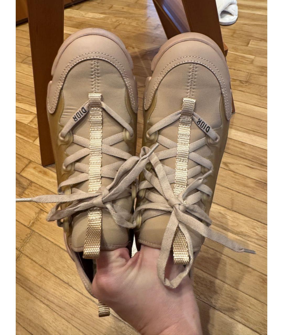 CHRISTIAN DIOR Бежевые кожаные кроссовки, фото 2