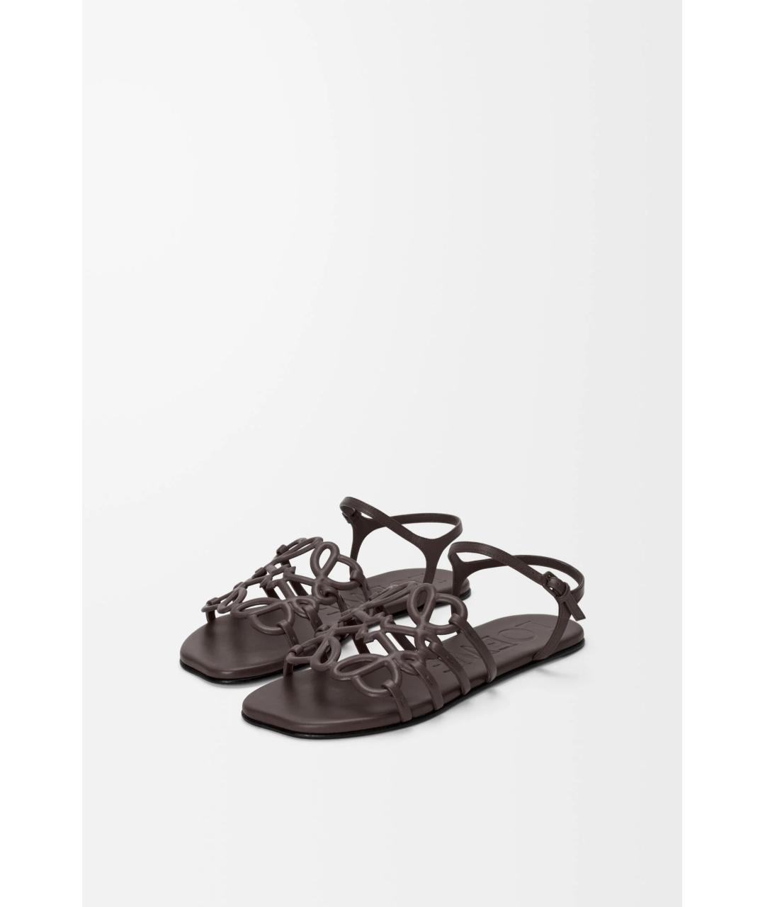 LOEWE Коричневые кожаные сандалии, фото 2