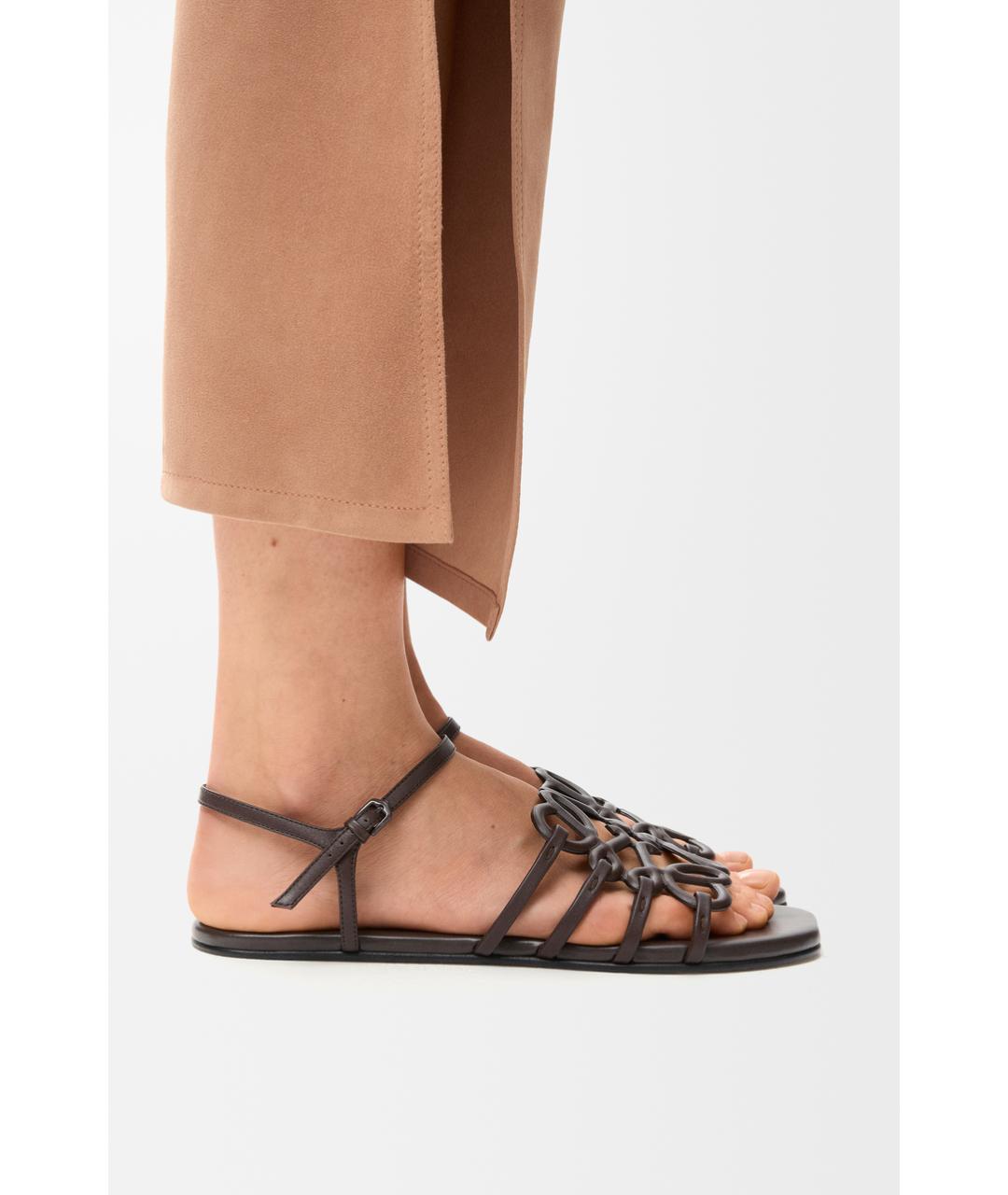 LOEWE Коричневые кожаные сандалии, фото 3