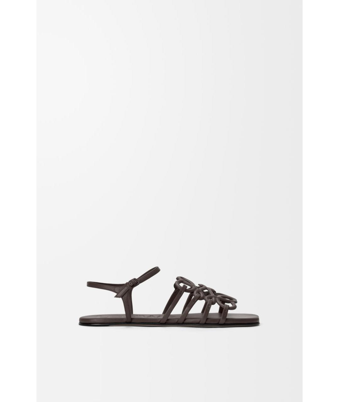 LOEWE Коричневые кожаные сандалии, фото 4