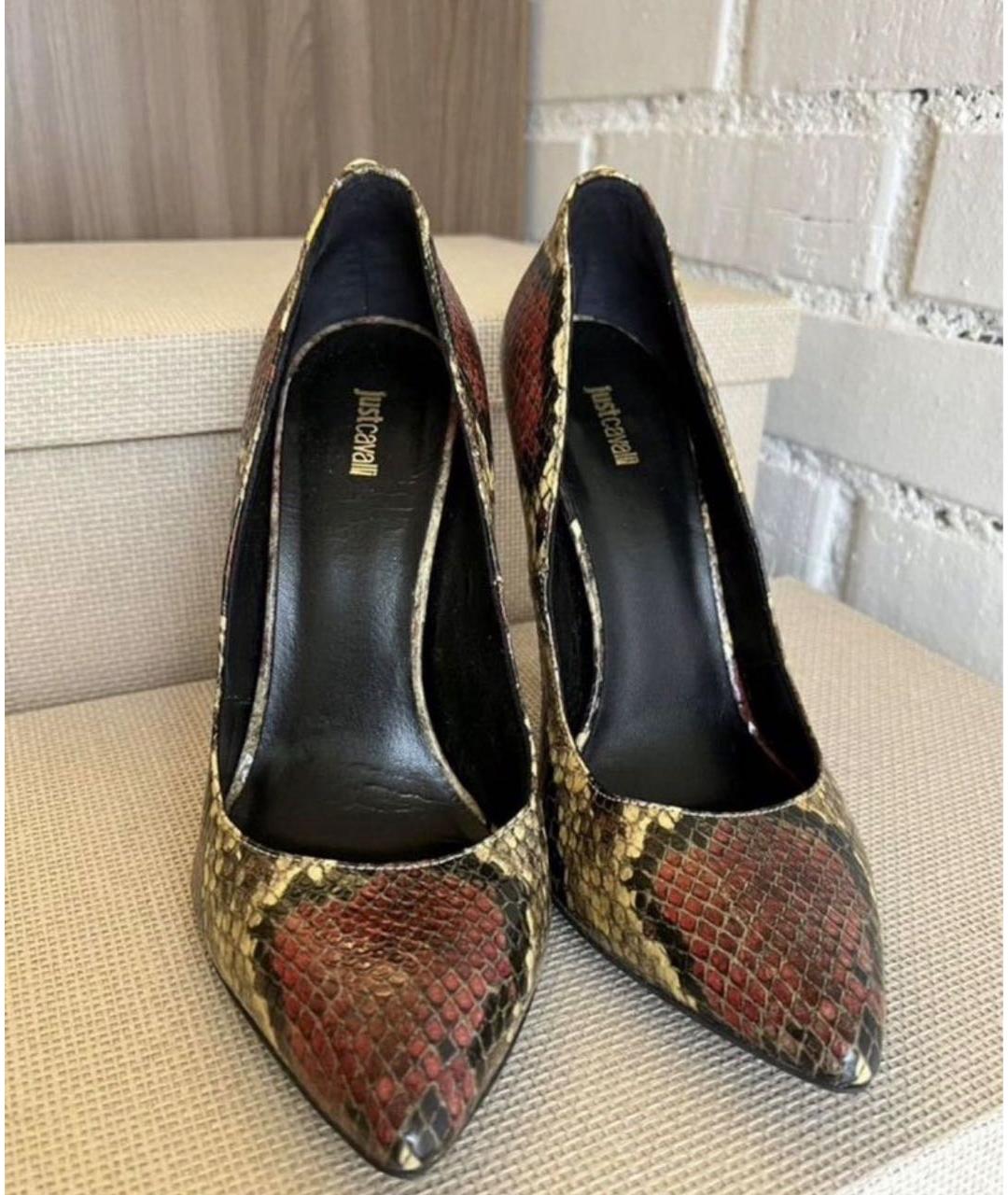 JUST CAVALLI Бордовые кожаные туфли, фото 2