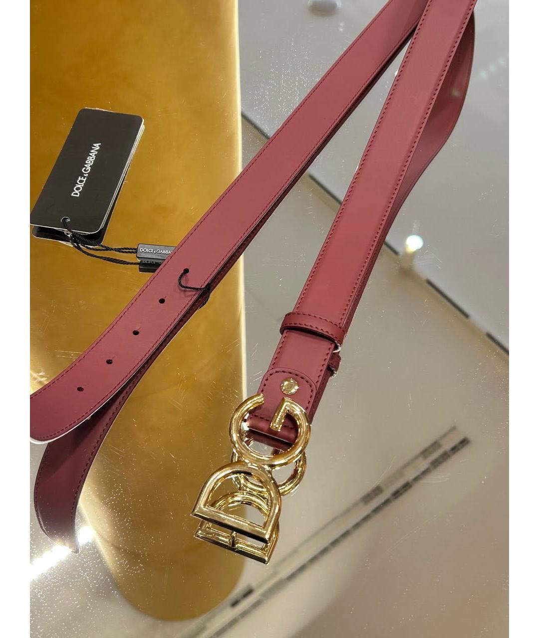 DOLCE&GABBANA Бордовый кожаный ремень, фото 3