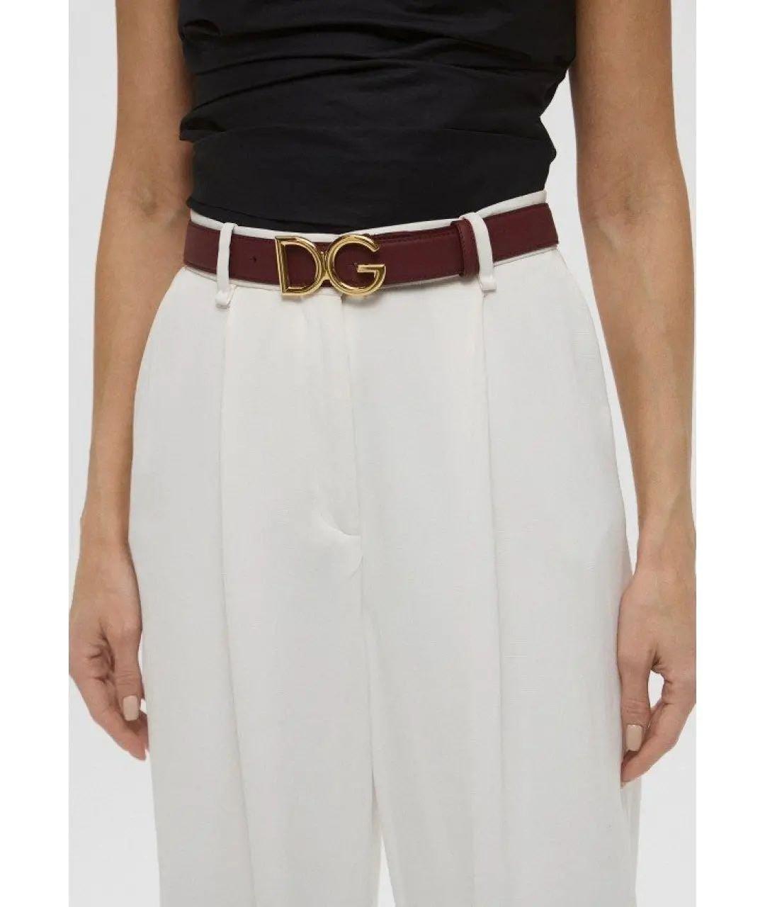 DOLCE&GABBANA Бордовый кожаный ремень, фото 5