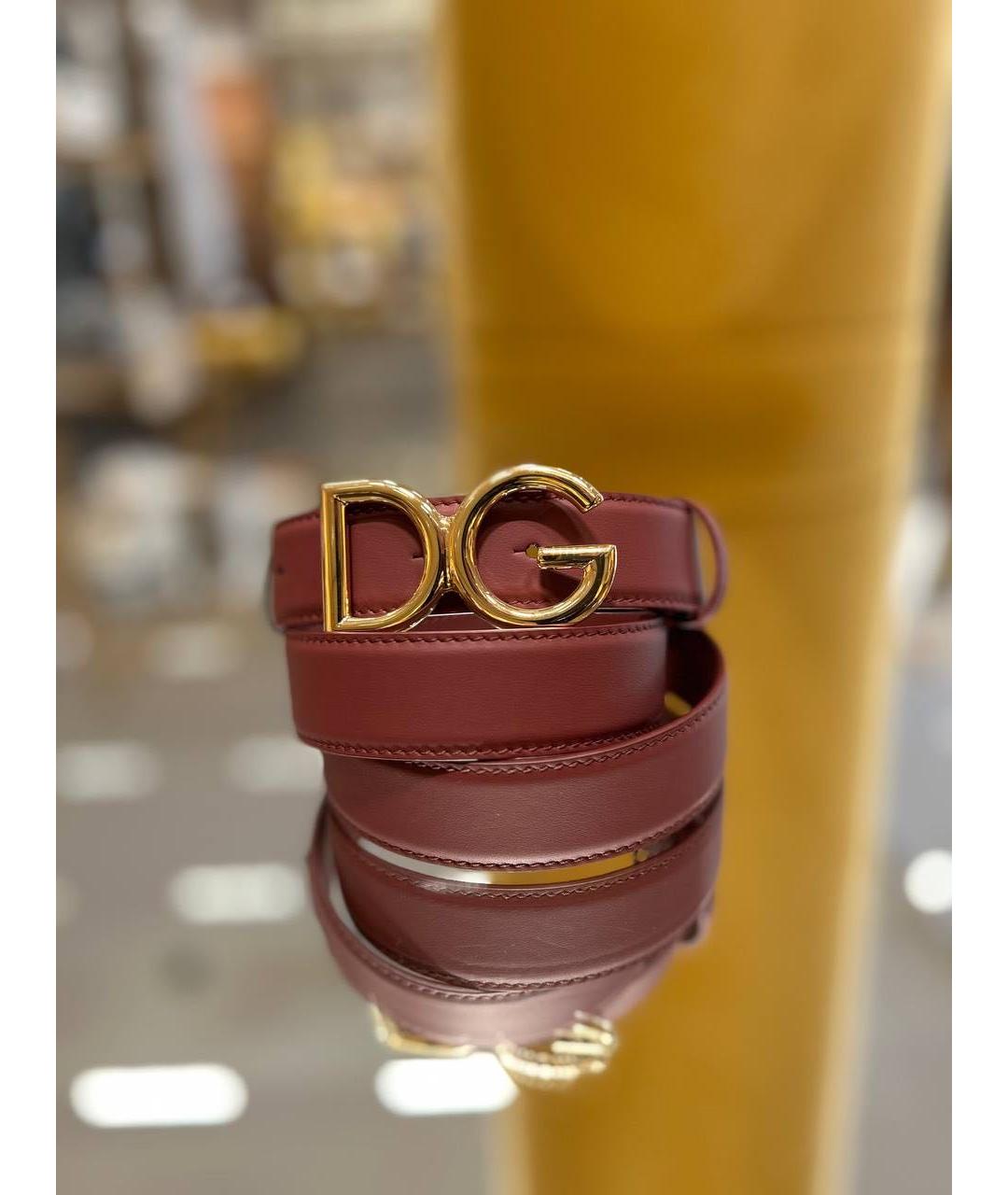 DOLCE&GABBANA Бордовый кожаный ремень, фото 2