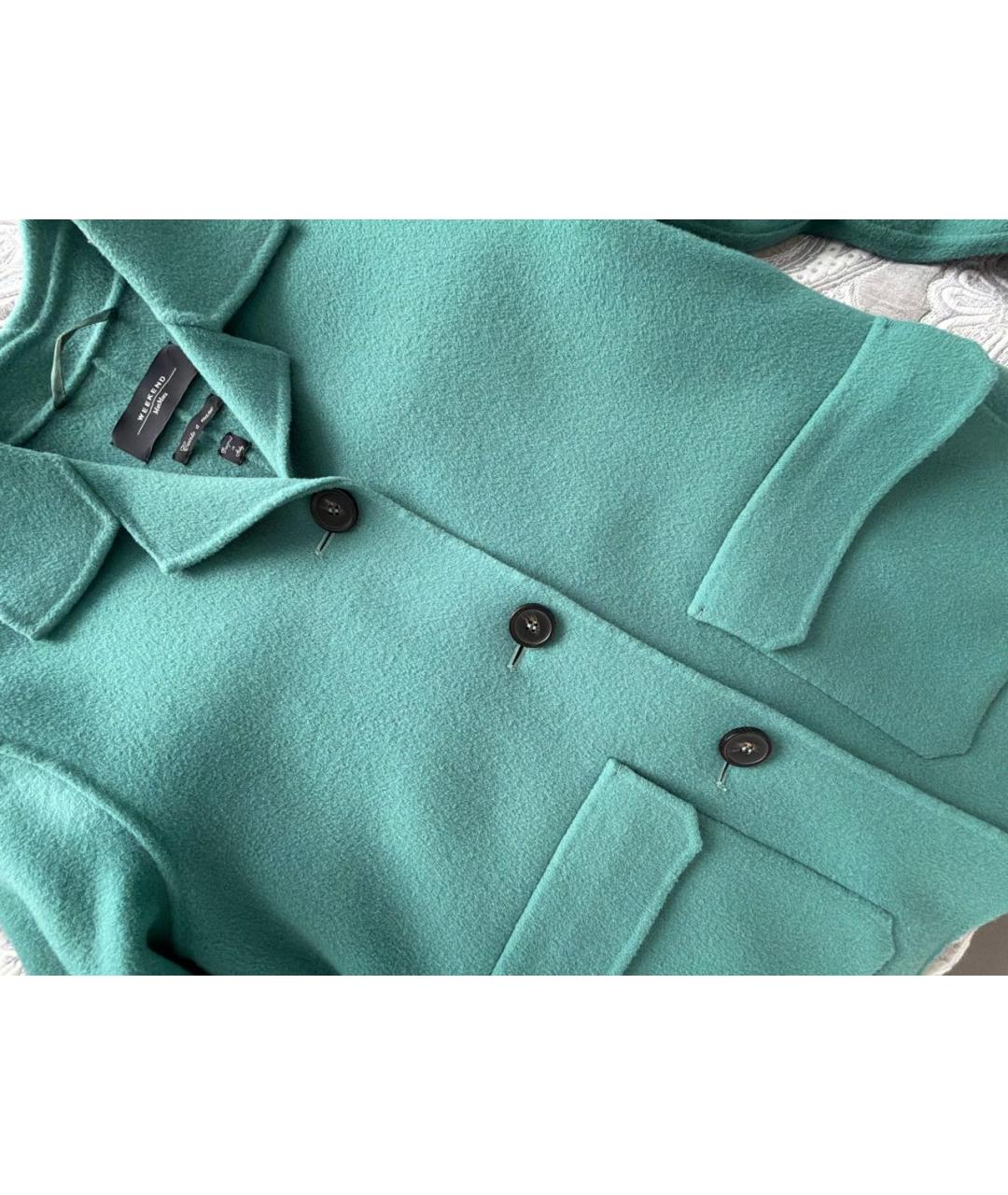 WEEKEND MAX MARA Бирюзовое шерстяное пальто, фото 4