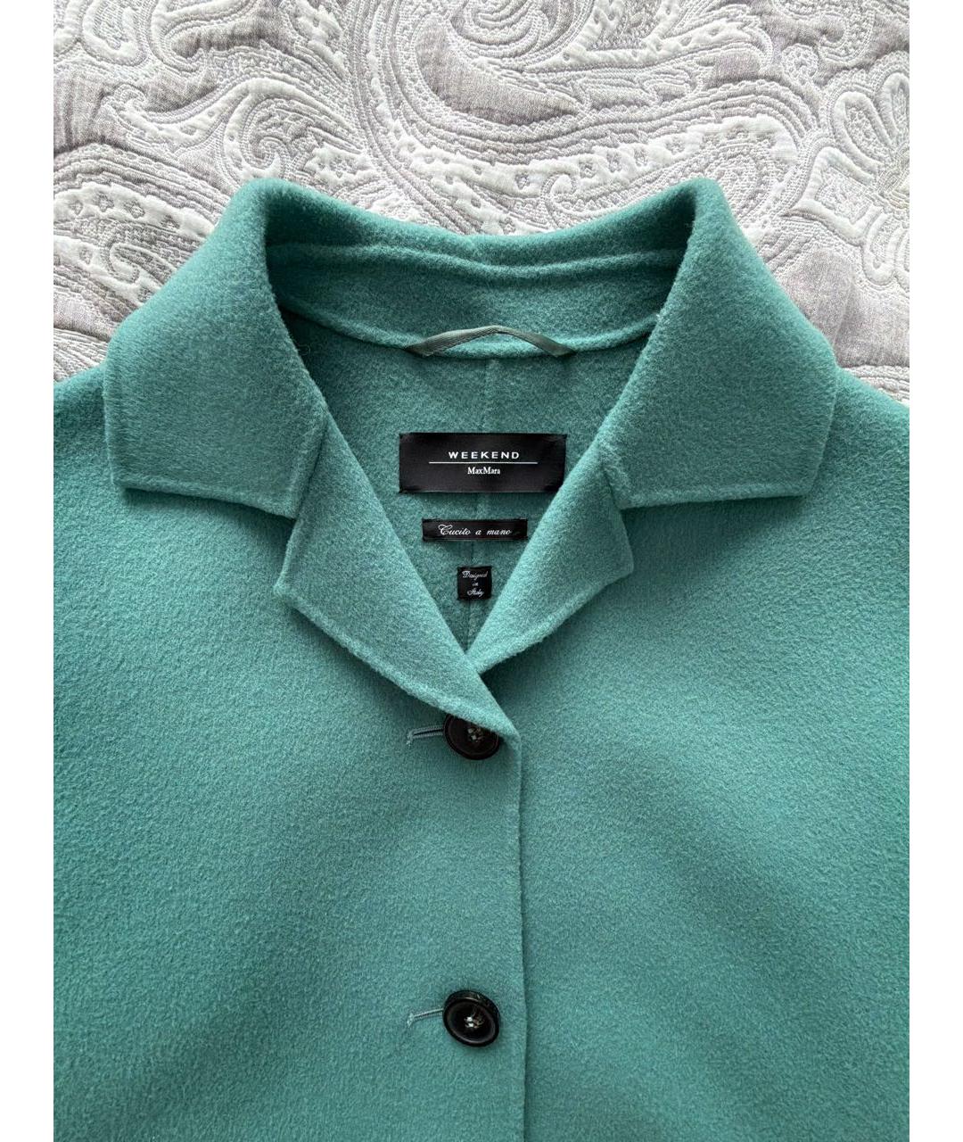 WEEKEND MAX MARA Бирюзовое шерстяное пальто, фото 3