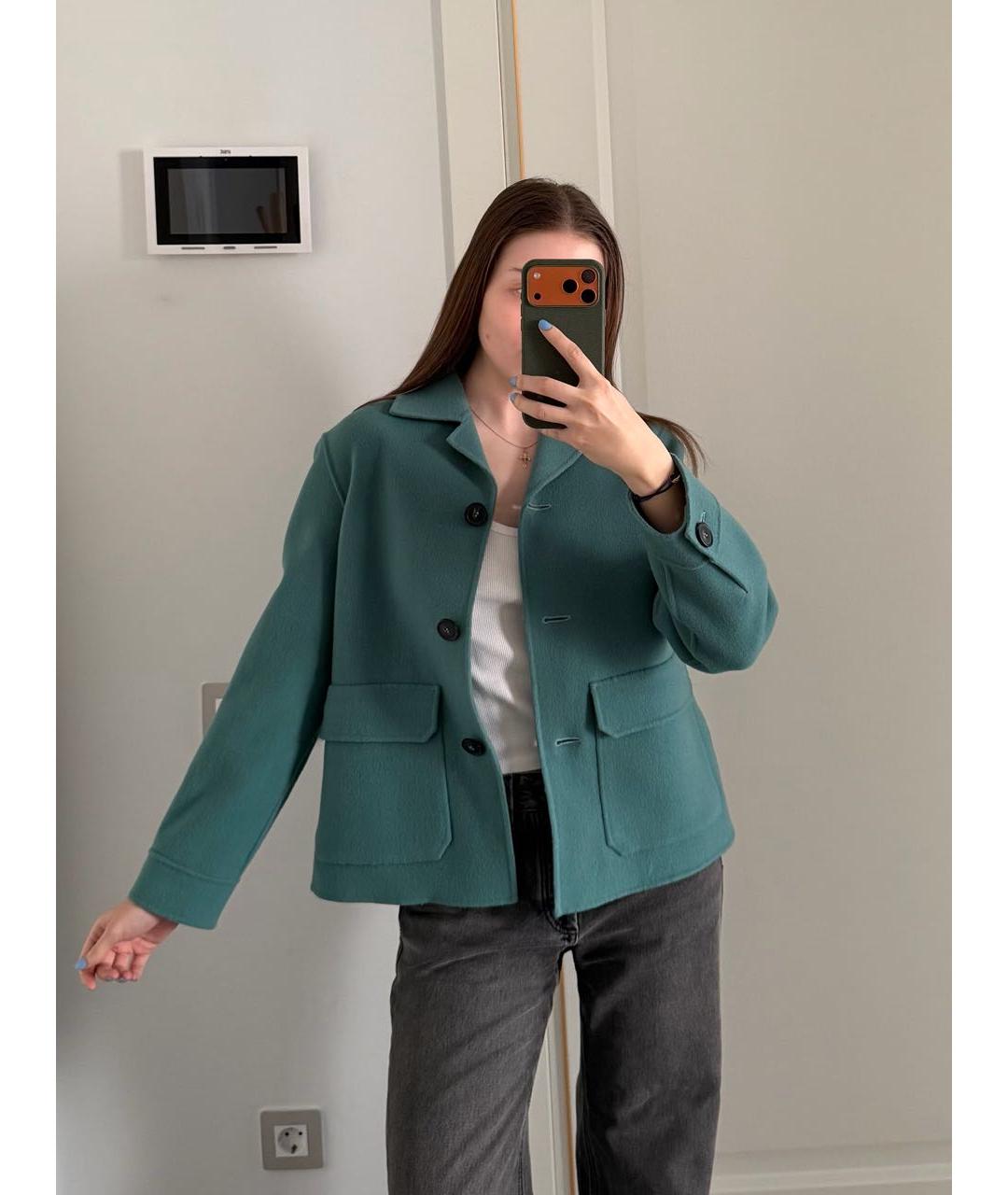 WEEKEND MAX MARA Бирюзовое шерстяное пальто, фото 6