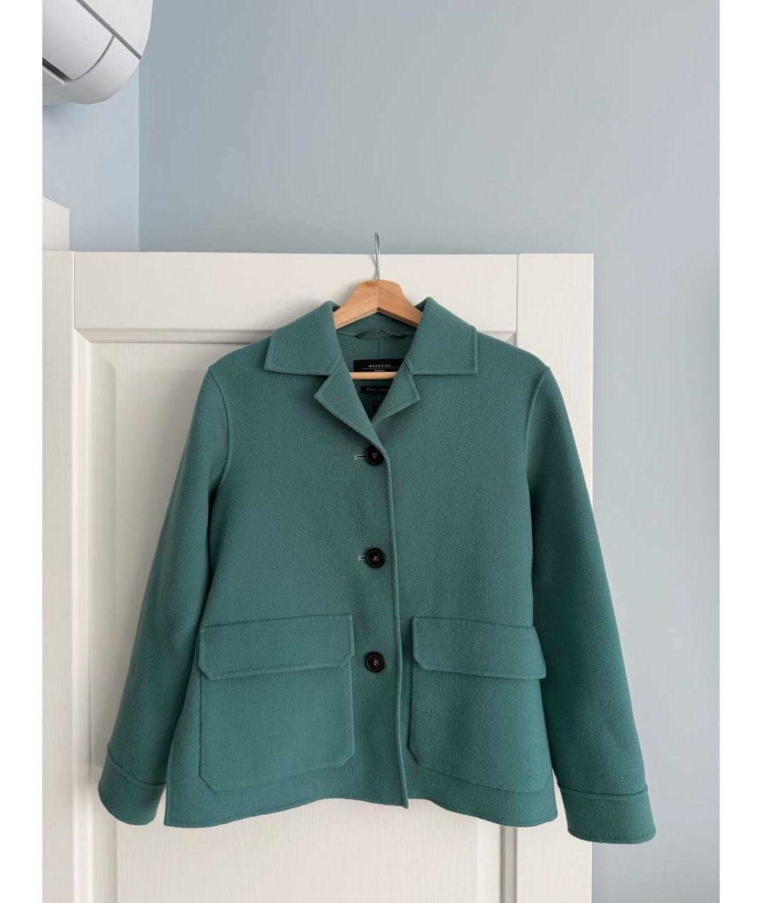 WEEKEND MAX MARA Бирюзовое шерстяное пальто, фото 8
