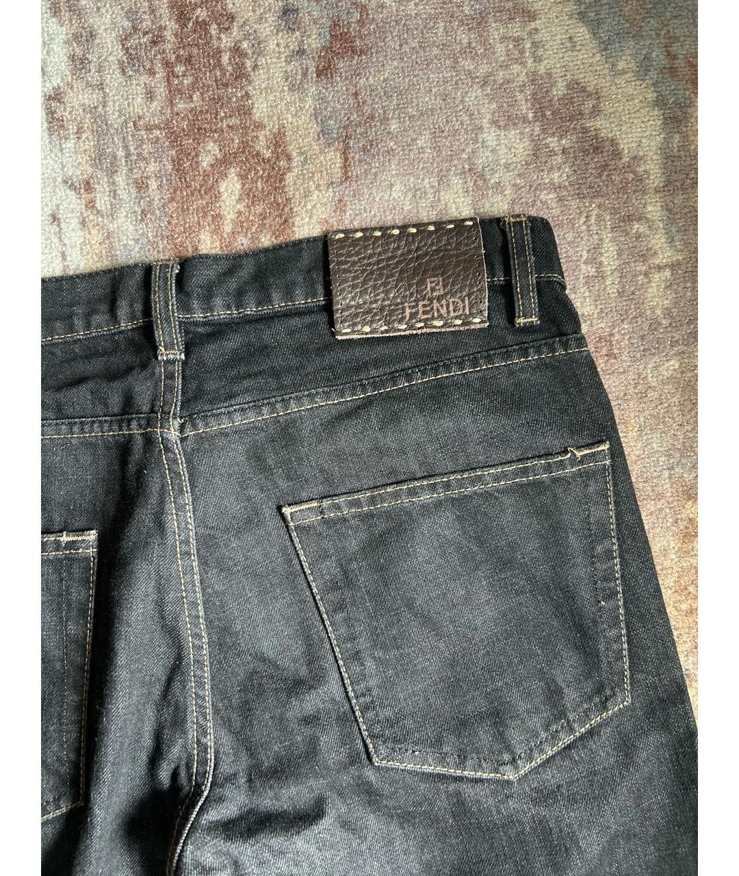 FENDI Черные хлопковые прямые джинсы, фото 4