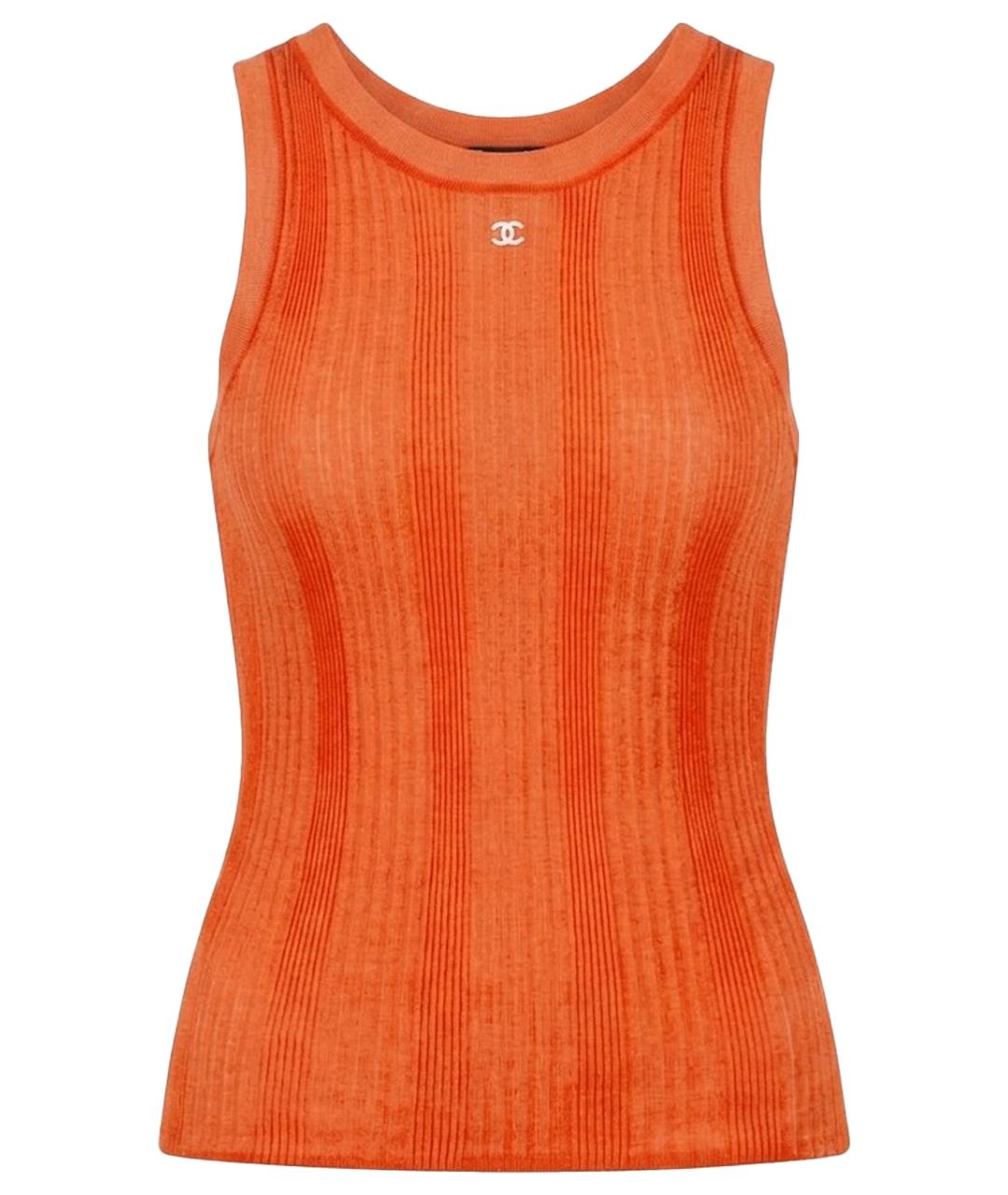 CHANEL Оранжевая хлопковая майка, фото 1