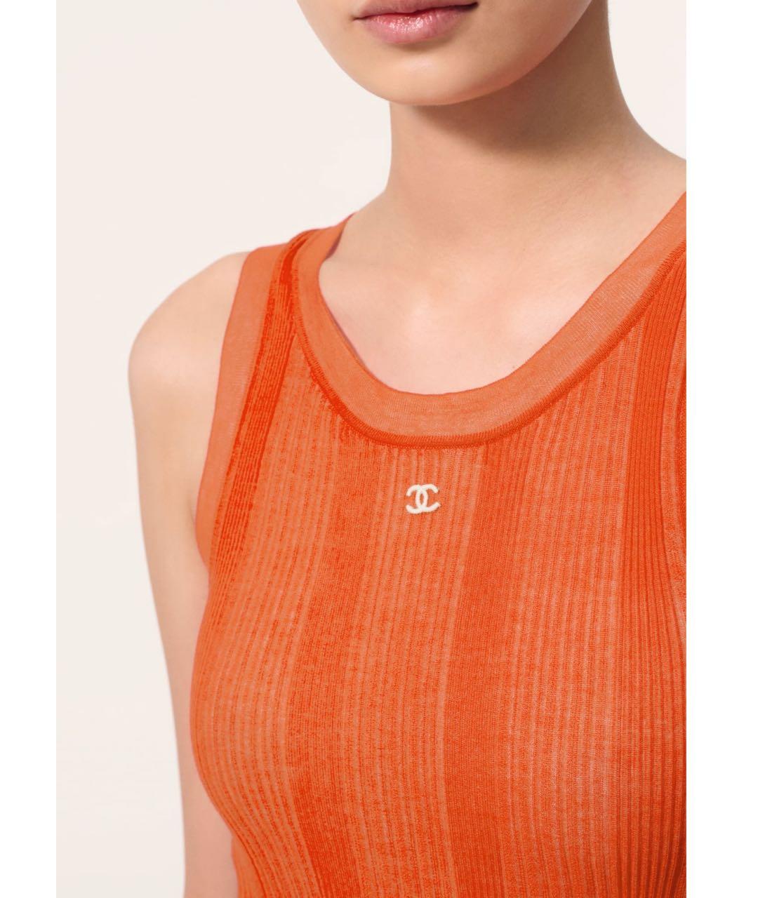 CHANEL Оранжевая хлопковая майка, фото 2