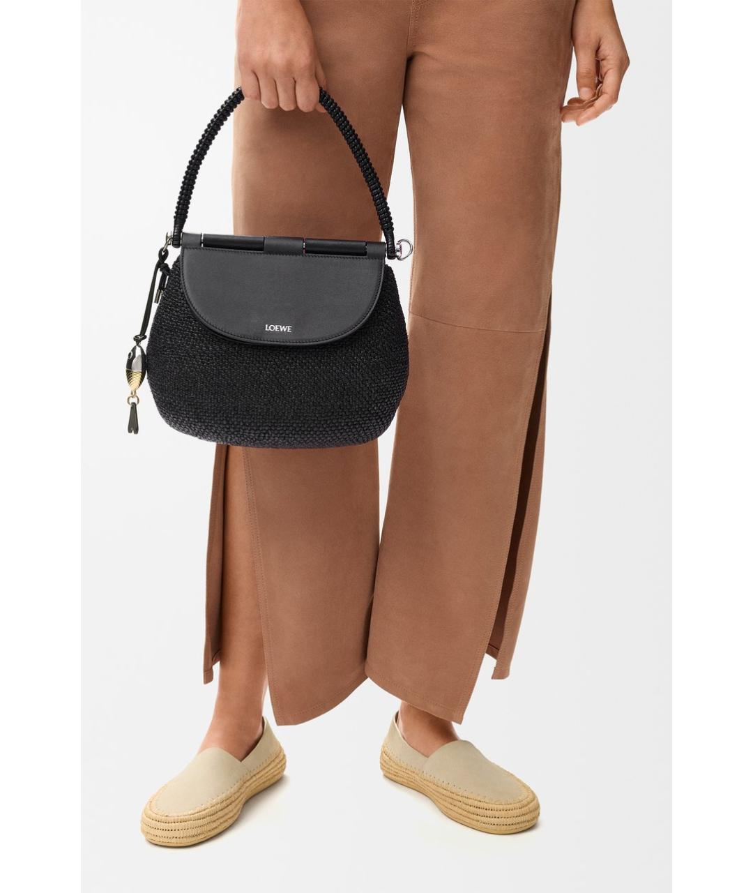 LOEWE Черная пелетеная сумка с короткими ручками, фото 2