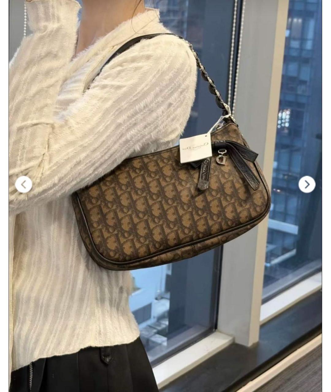 CHRISTIAN DIOR Коричневая сумка с короткими ручками, фото 8