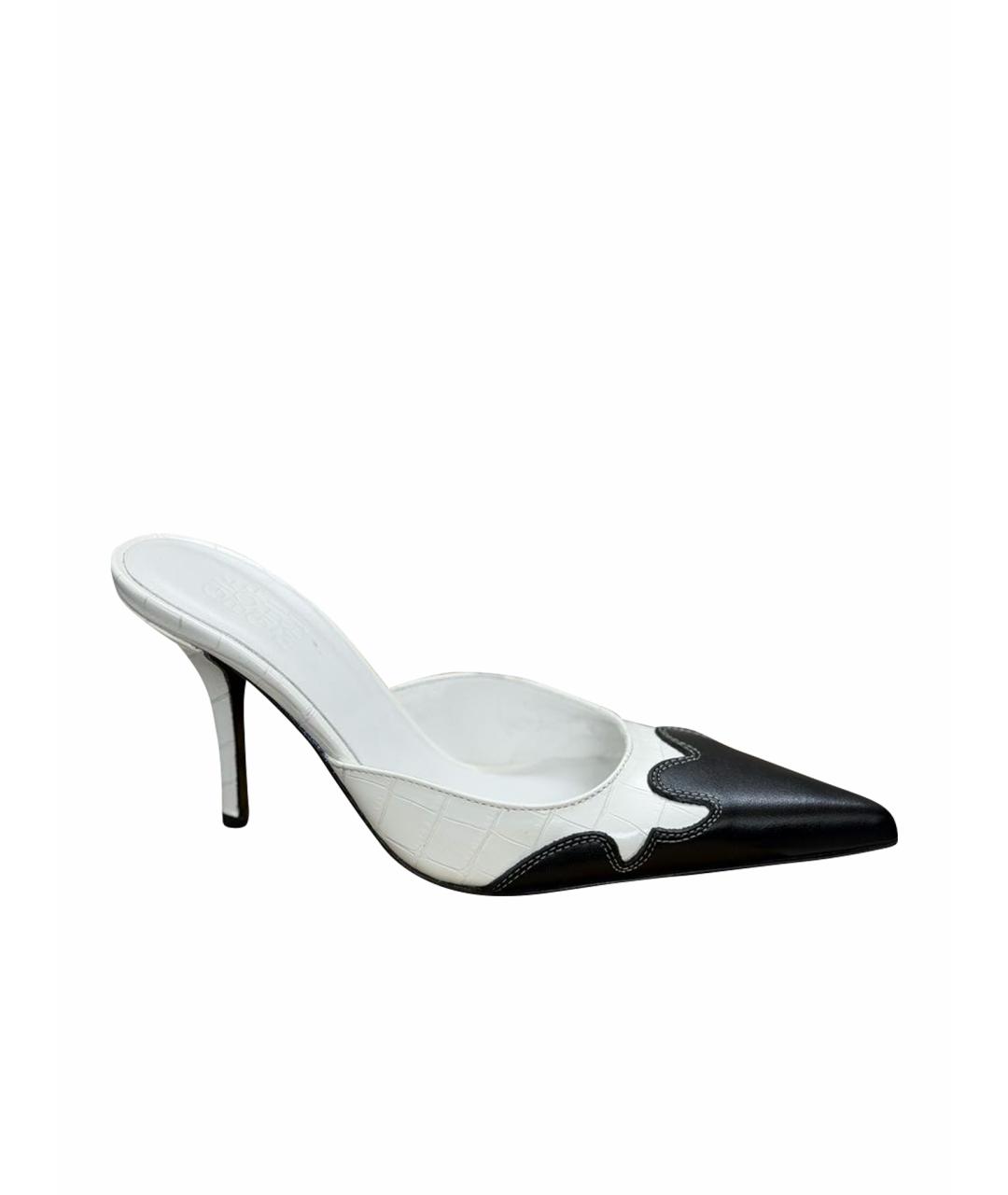 GIABORGHINI Белые кожаные мюли, фото 1