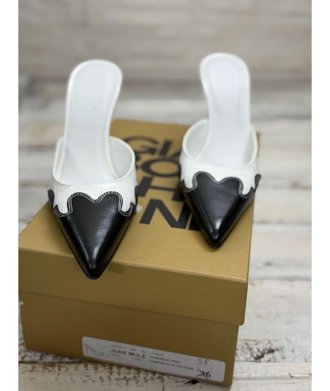 GIABORGHINI Белые кожаные мюли, фото 2