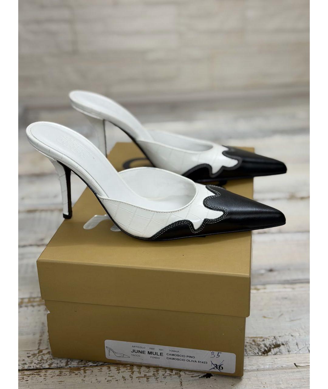 GIABORGHINI Белые кожаные мюли, фото 8