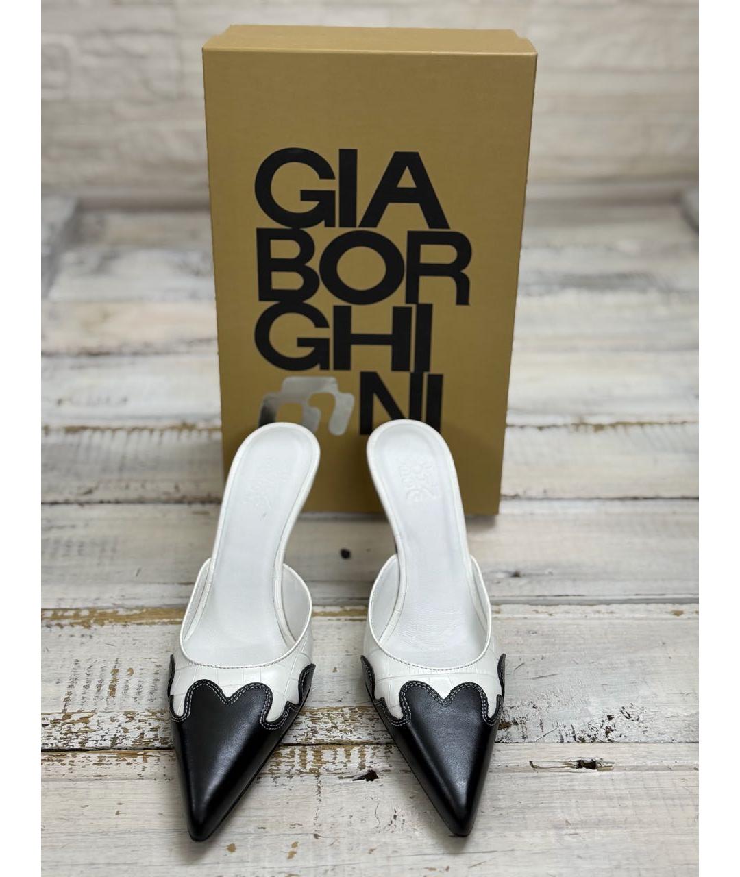 GIABORGHINI Белые кожаные мюли, фото 3