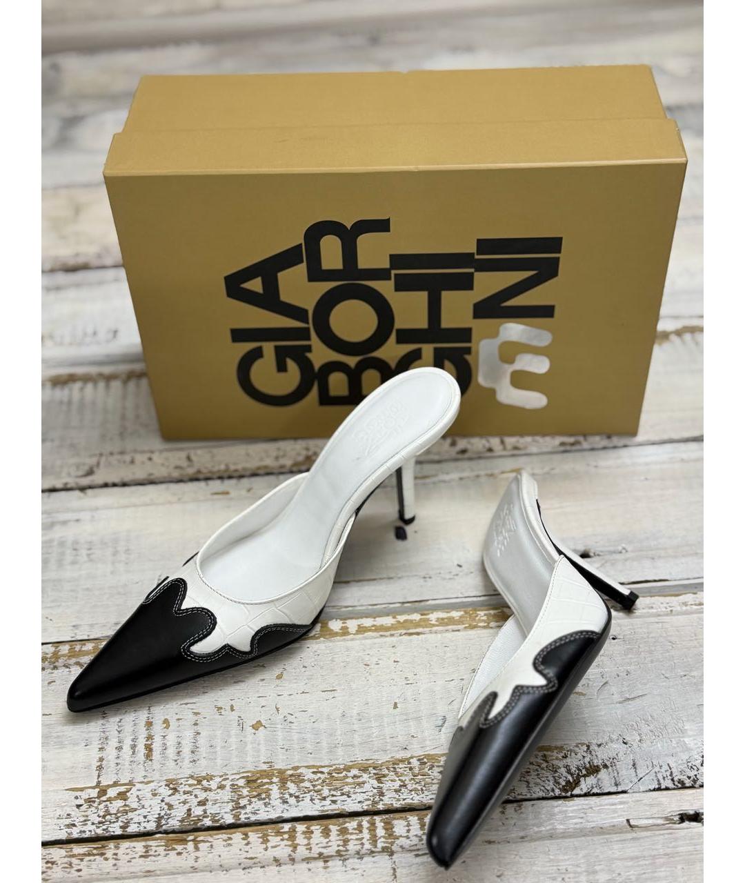 GIABORGHINI Белые кожаные мюли, фото 5
