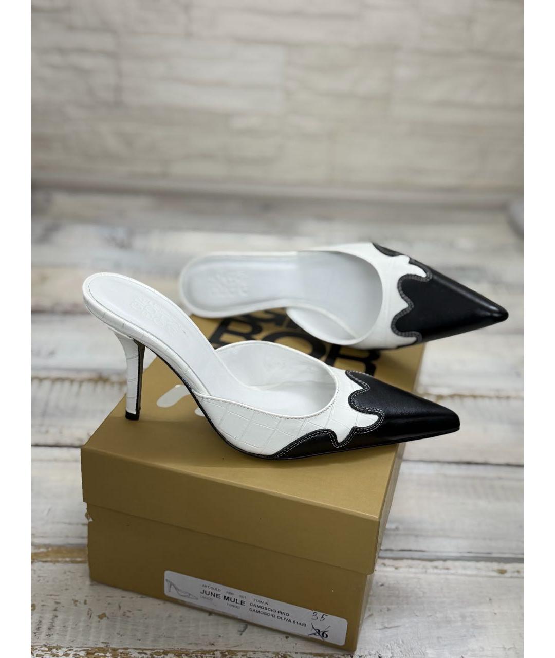 GIABORGHINI Белые кожаные мюли, фото 6