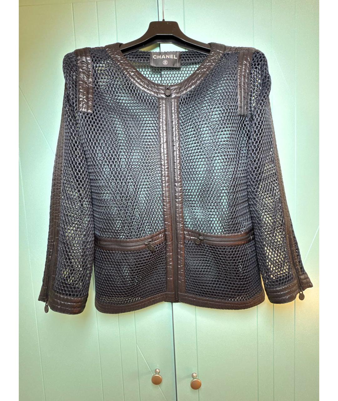 CHANEL Черный сетчатый жакет/пиджак, фото 8