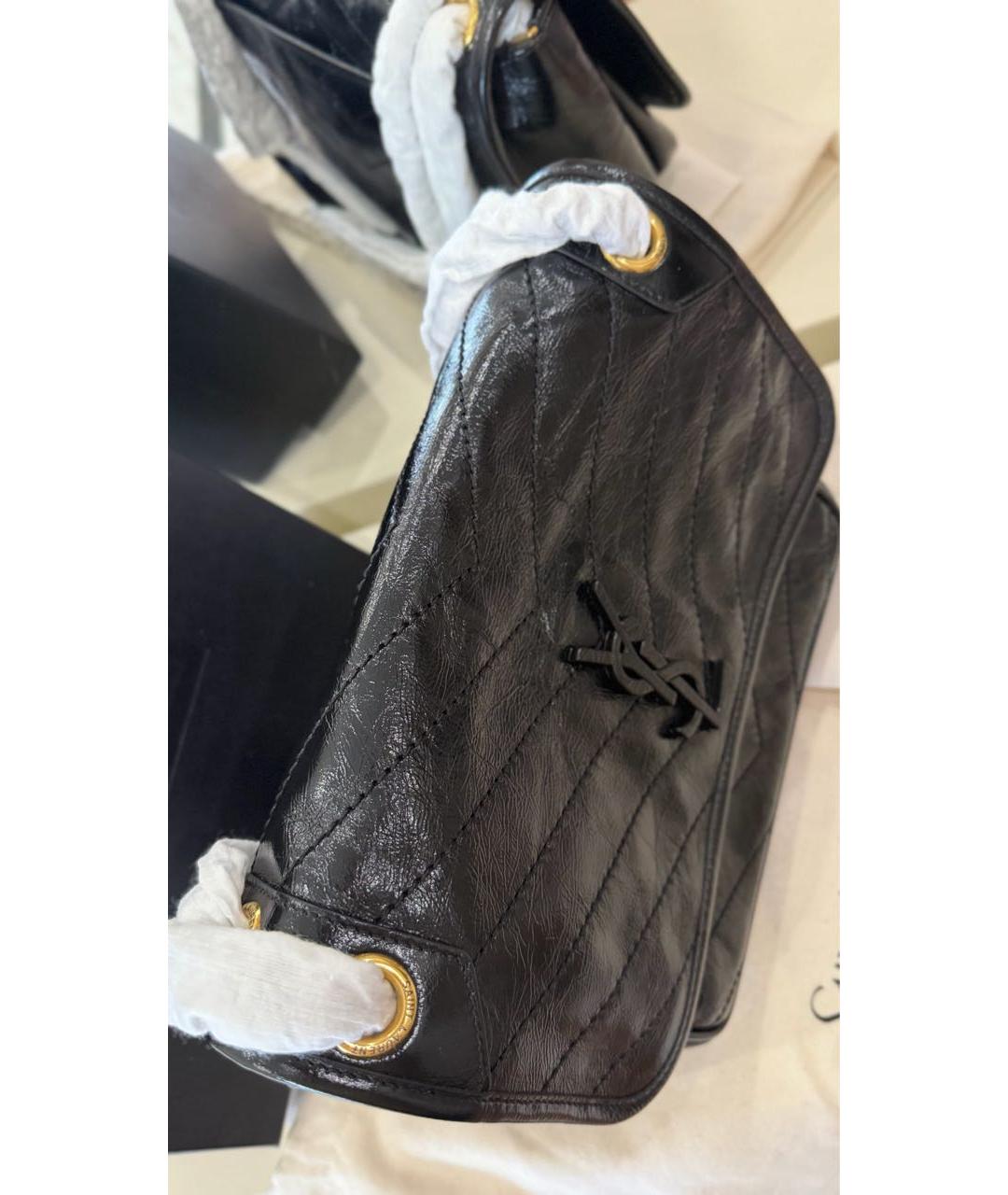 SAINT LAURENT Черная кожаная сумка через плечо, фото 5