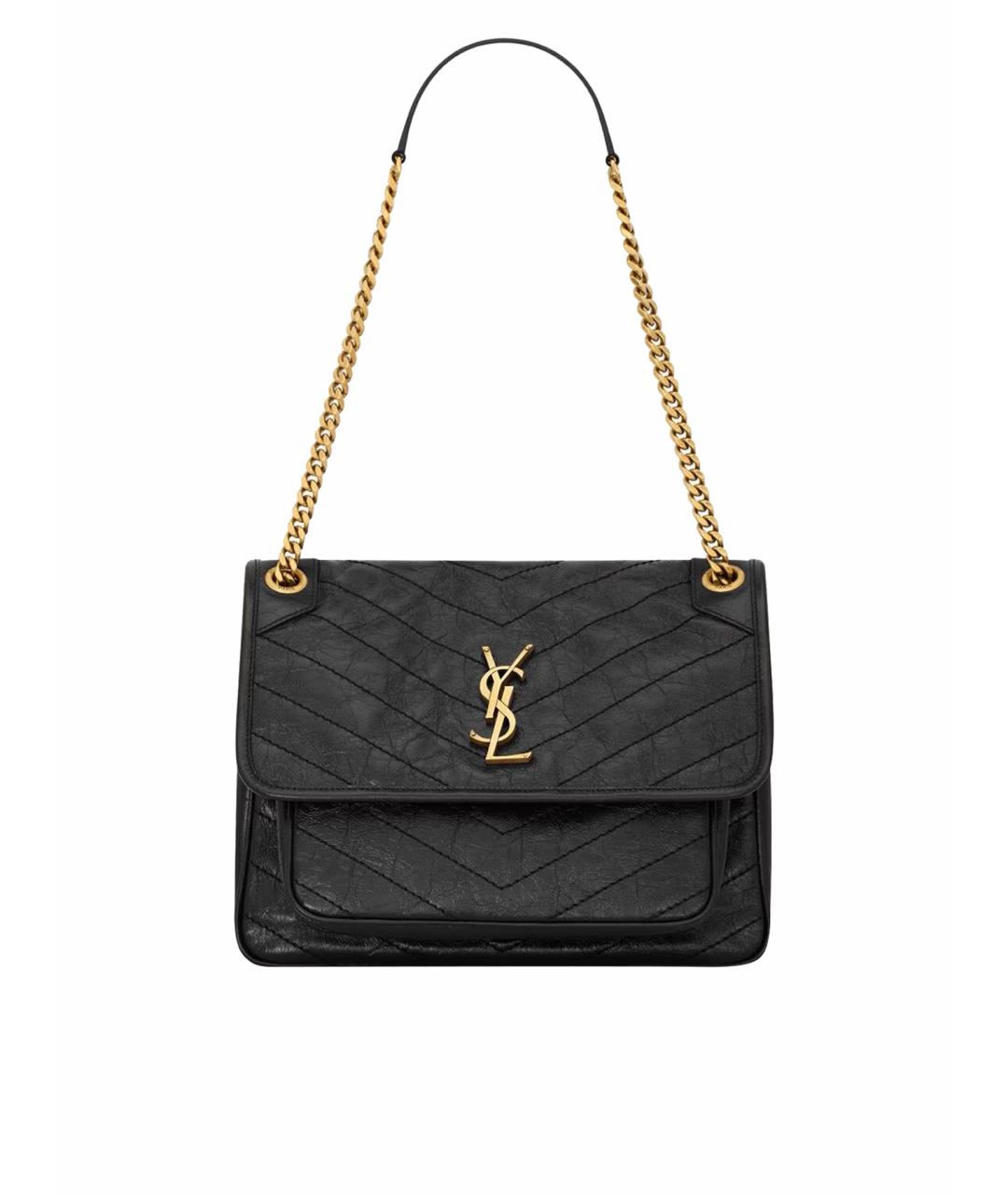 SAINT LAURENT Черная кожаная сумка через плечо, фото 1