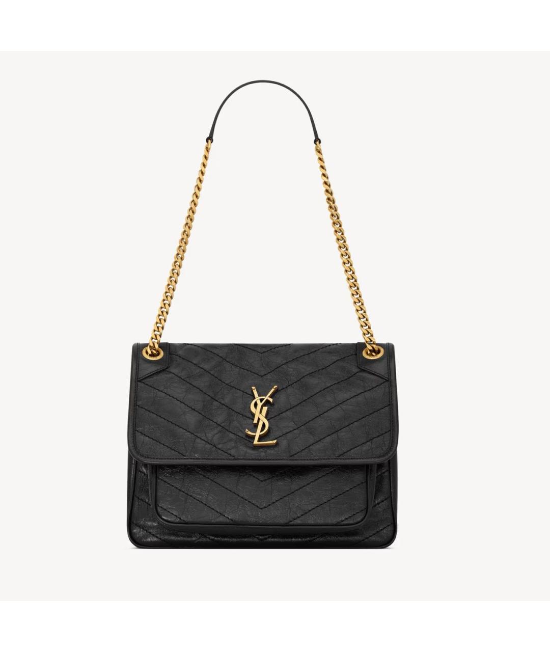 SAINT LAURENT Черная кожаная сумка через плечо, фото 7