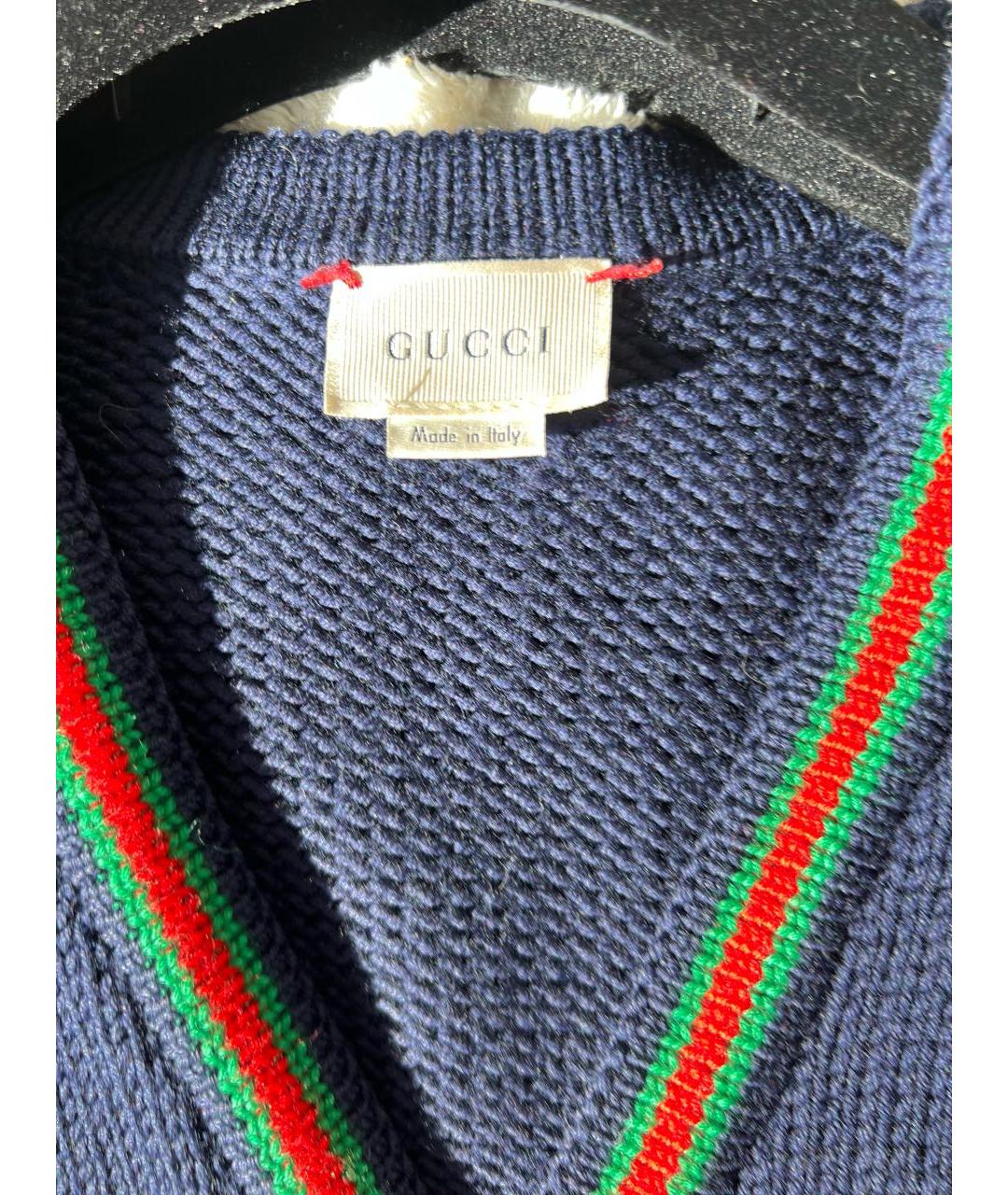 GUCCI Темно-синий шерстяной кардиган, фото 5