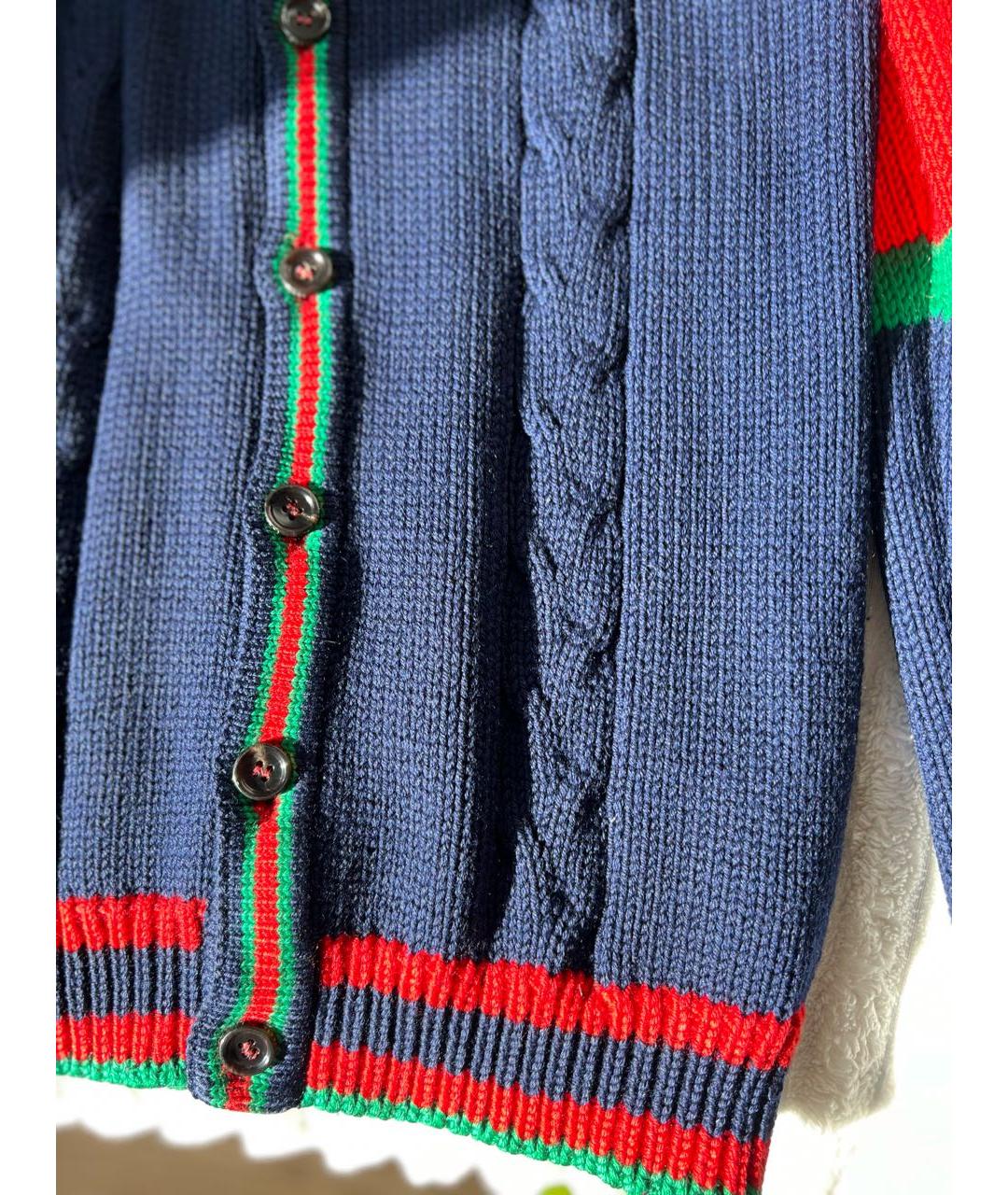 GUCCI Темно-синий шерстяной кардиган, фото 4