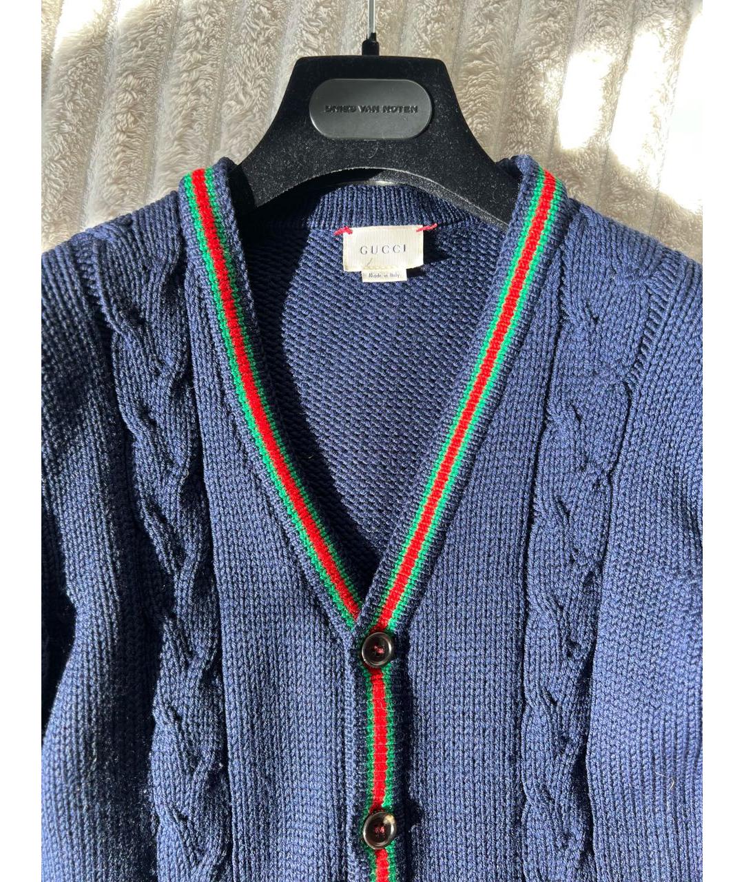 GUCCI Темно-синий шерстяной кардиган, фото 3